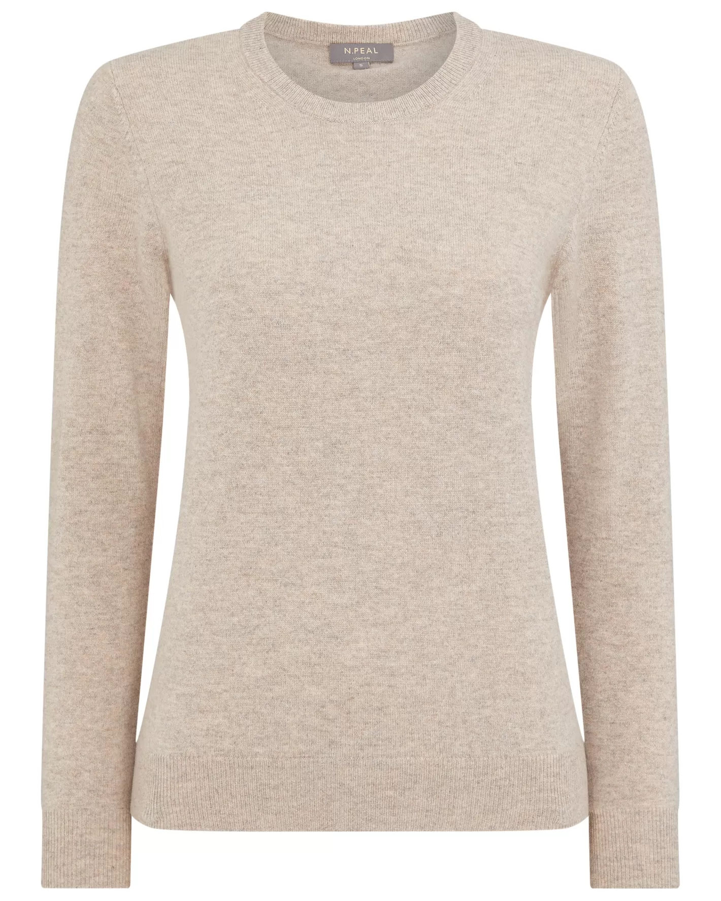 N.Peal Women's Evie Classic Round Neck Cashmere Sweater*Women Natural | Brown