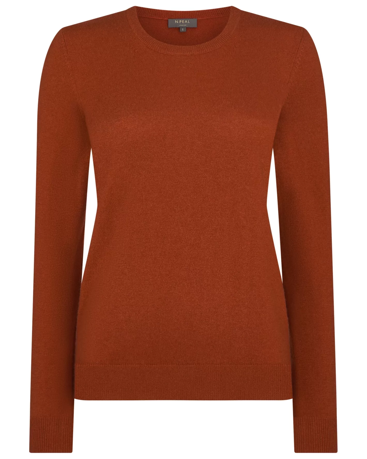 N.Peal Women's Evie Classic Round Neck Cashmere Sweater*Women Orange | Classic Cashmere