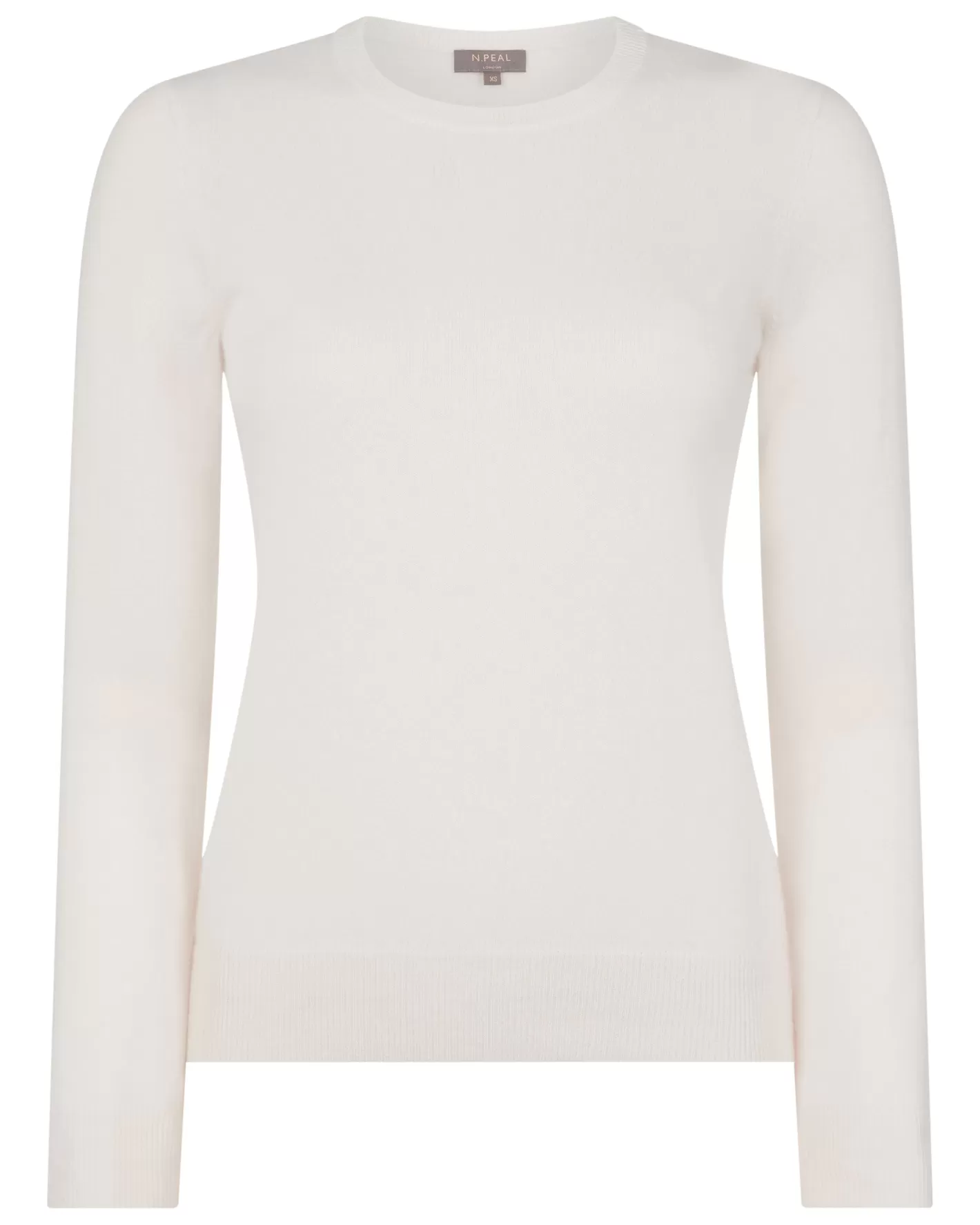 N.Peal Women's Evie Classic Round Neck Cashmere Sweater*Women White | Natural