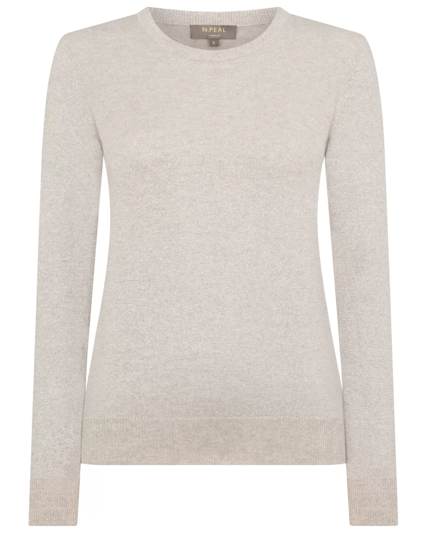 N.Peal Women's Evie Classic Round Neck Cashmere Sweater With Lurex*Women Natural | Brown