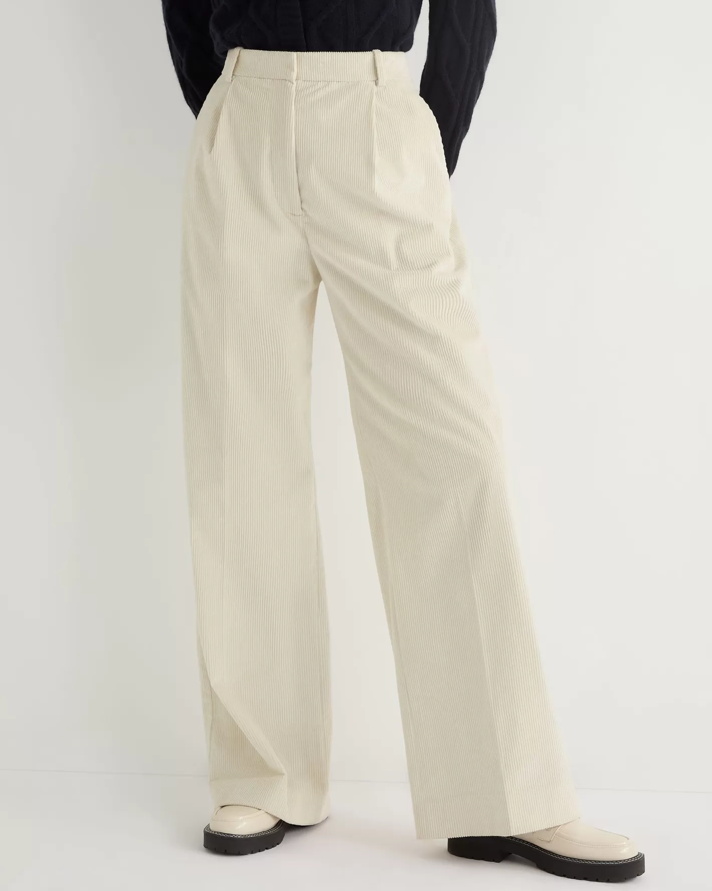 N.Peal Women's Florence Cord Wide Leg Pant*Women White | Natural