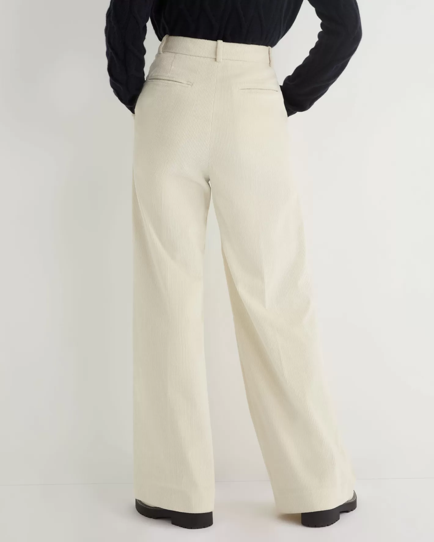 N.Peal Women's Florence Cord Wide Leg Pant*Women White | Natural