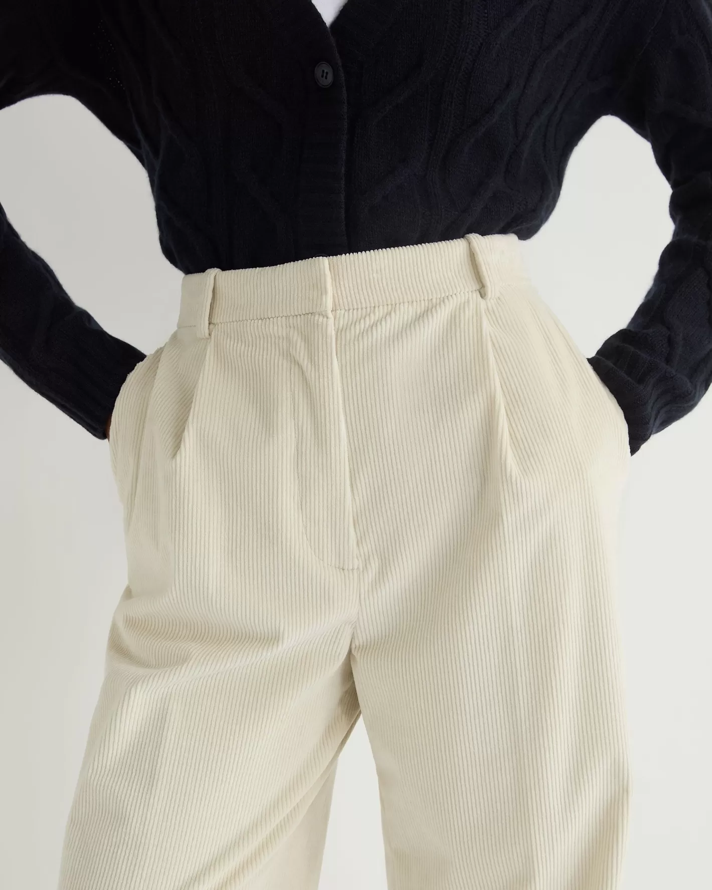 N.Peal Women's Florence Cord Wide Leg Pant*Women White | Natural