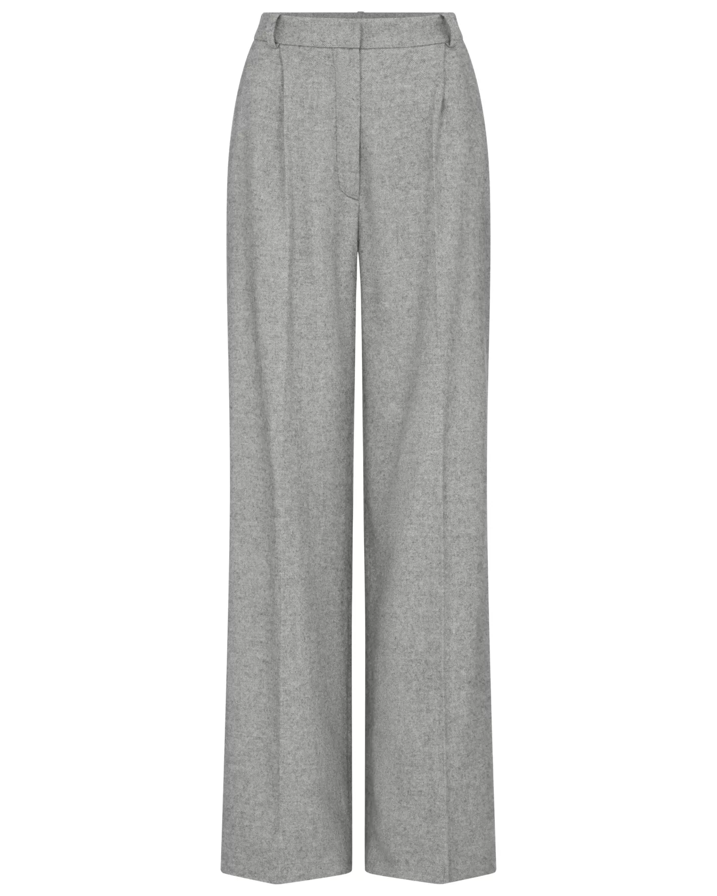 N.Peal Women's Florence Herringbone Wide Leg Pant*Women Light Grey | Dark Grey