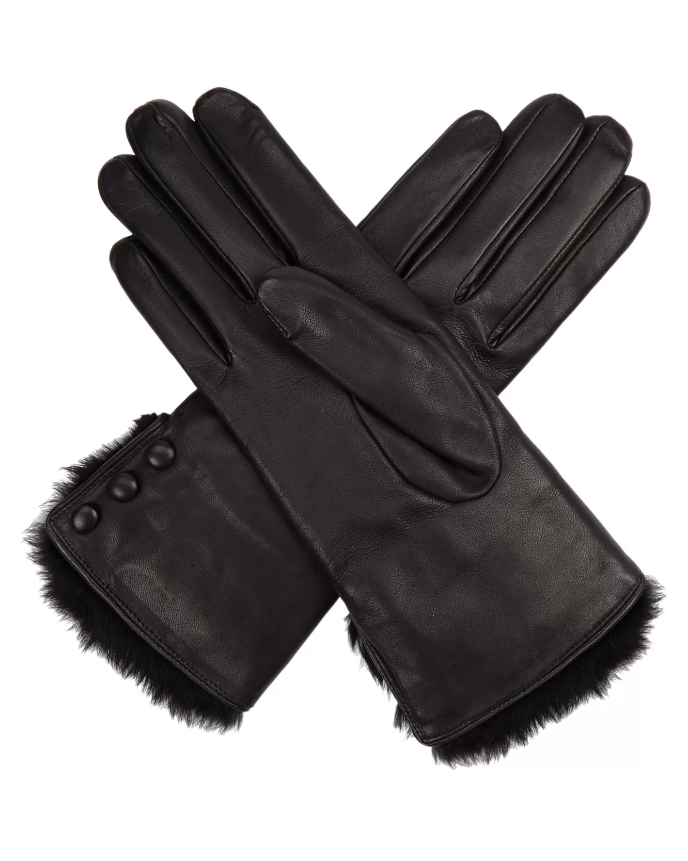 N.Peal Women's Fur Lined Leather Gloves*Women Fur Trim Accessories | Gloves