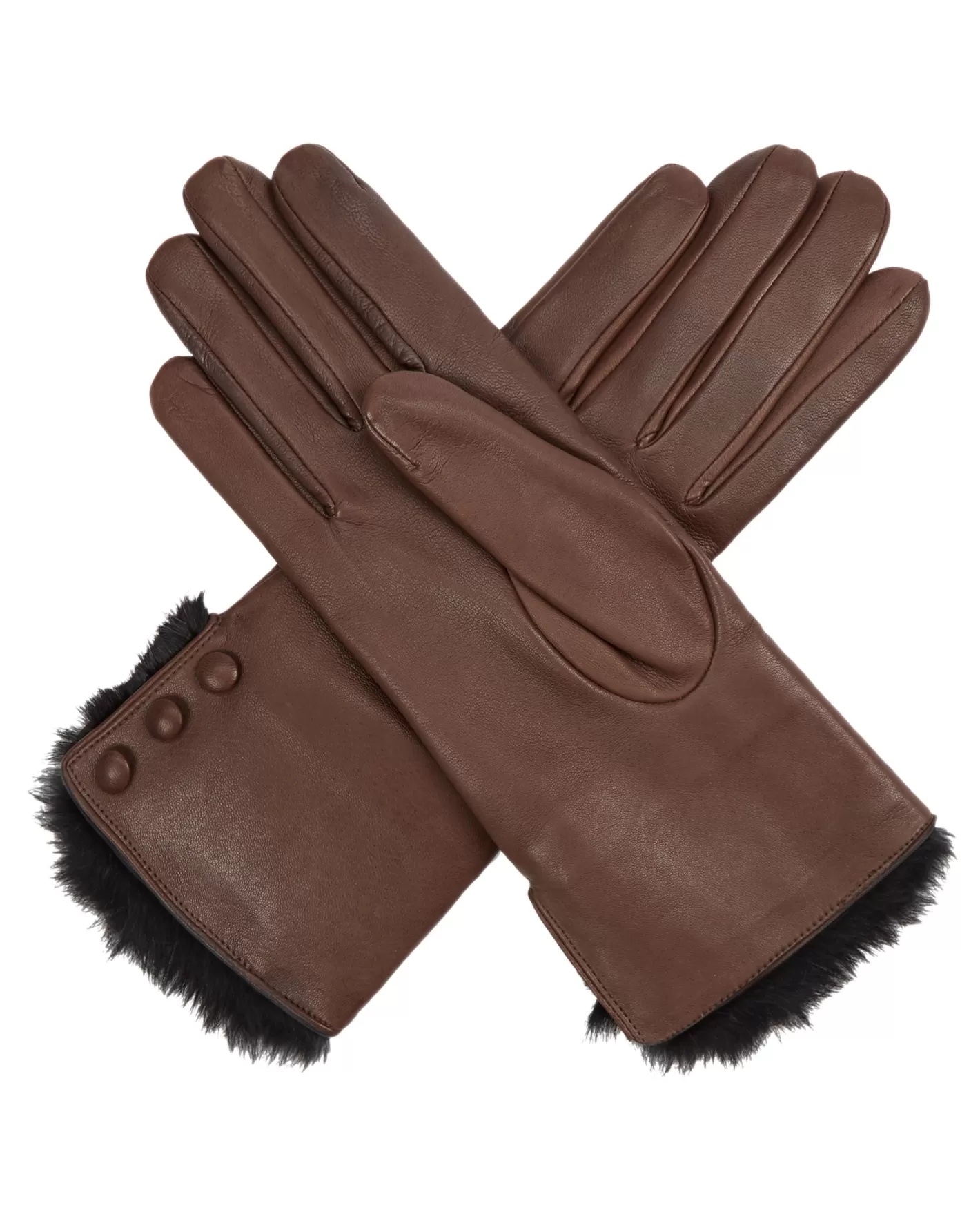 N.Peal Women's Fur Lined Leather Gloves*Women Fur Trim Accessories | Gloves