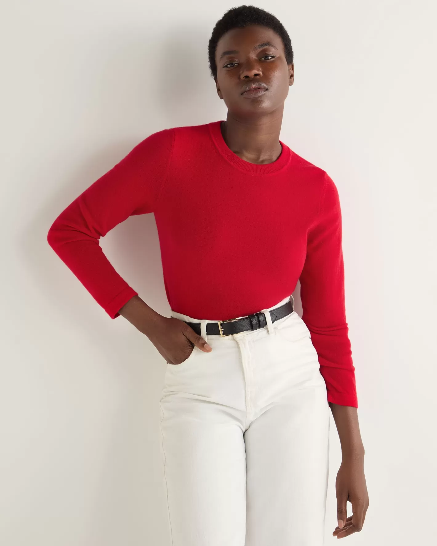 N.Peal Women's Hallie Round Neck Cashmere Sweater*Women Red | Organic Cashmere