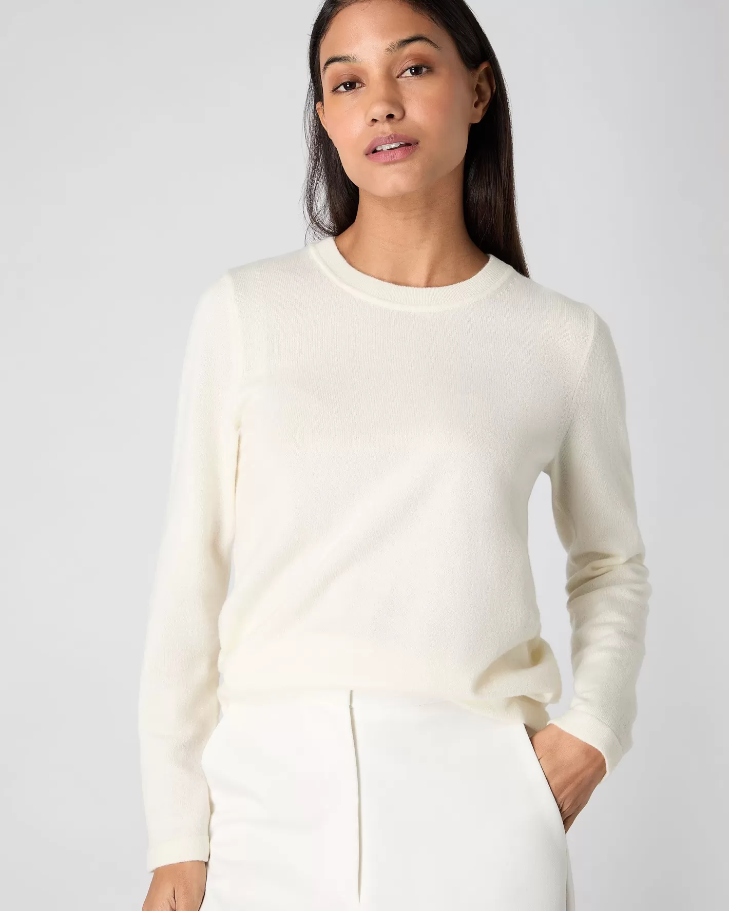 N.Peal Women's Hallie Round Neck Cashmere Sweater*Women White | Natural