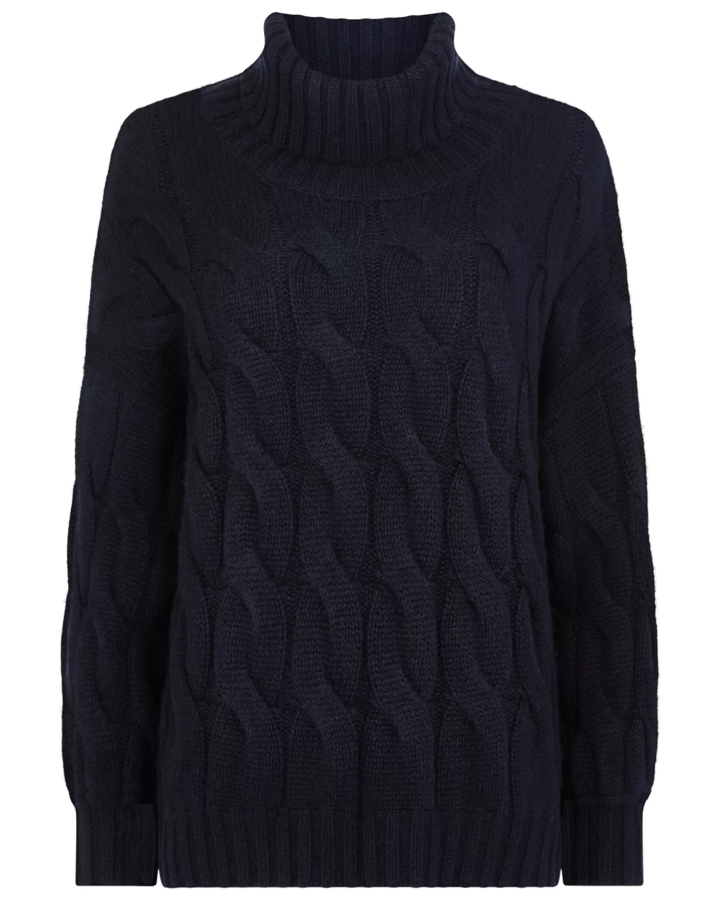 N.Peal Women's Hana Chunky Cable Turtle Neck Cashmere Sweater*Women Navy | Blue