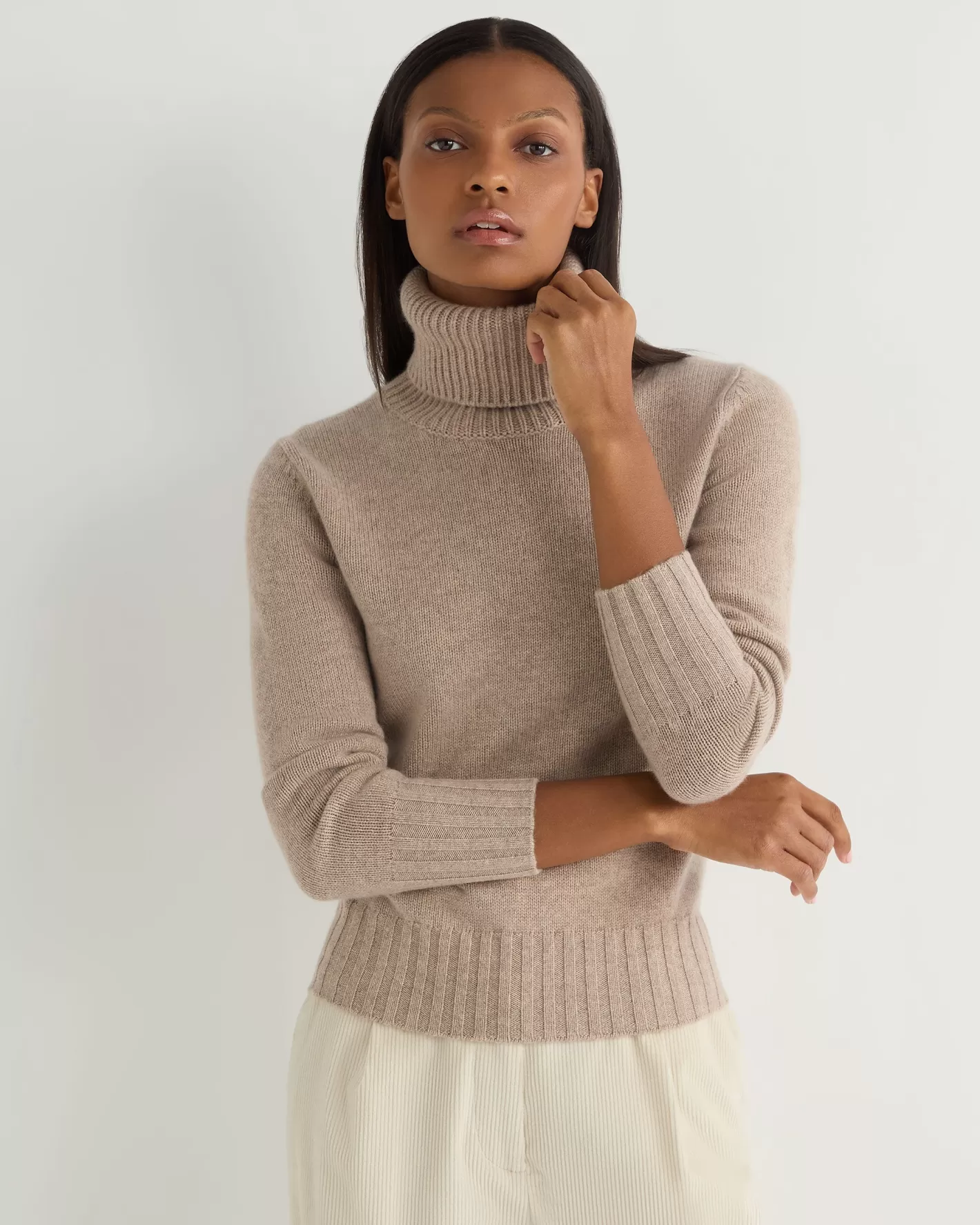 N.Peal Women's Hazel Chunky Turtle Neck Cashmere Sweater*Women Natural | Brown