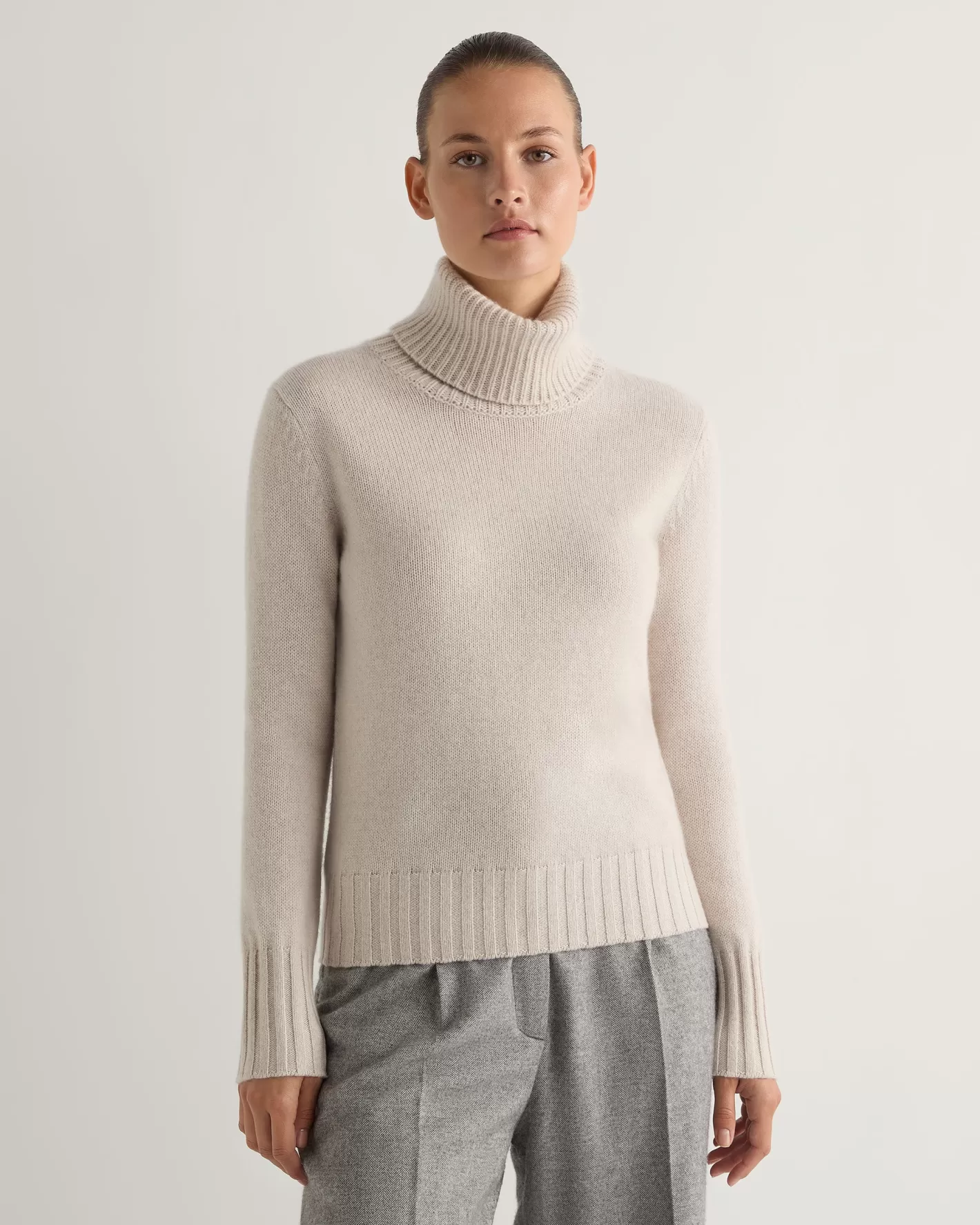 N.Peal Women's Hazel Chunky Turtle Neck Cashmere Sweater*Women White | Natural