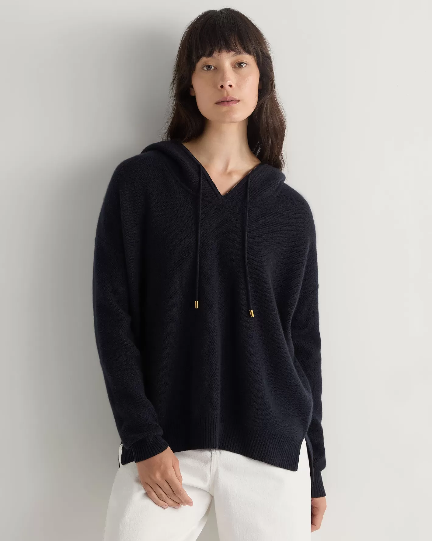 N.Peal Women's Honeycomb Hooded Cashmere Sweater*Women Navy | Blue