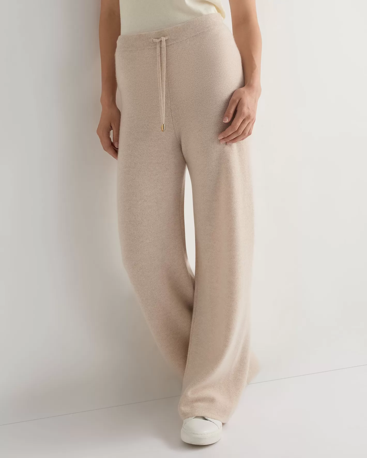 N.Peal Women's Honeycomb Knit Cashmere Pant*Women White | Natural