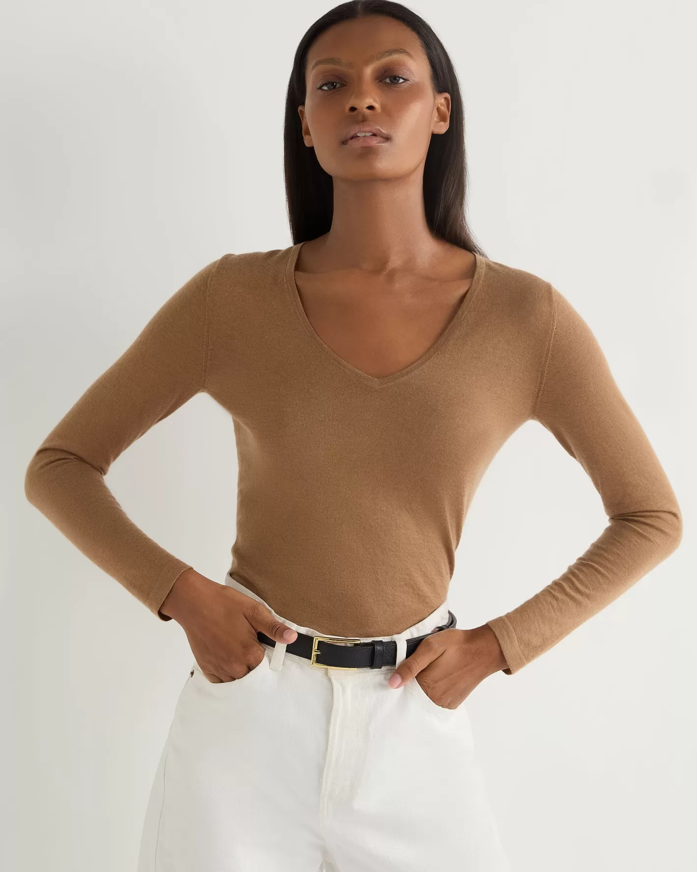 N.Peal Women's Imogen Superfine Cashmere V Neck Sweater*Women Brown | Superfine Cashmere