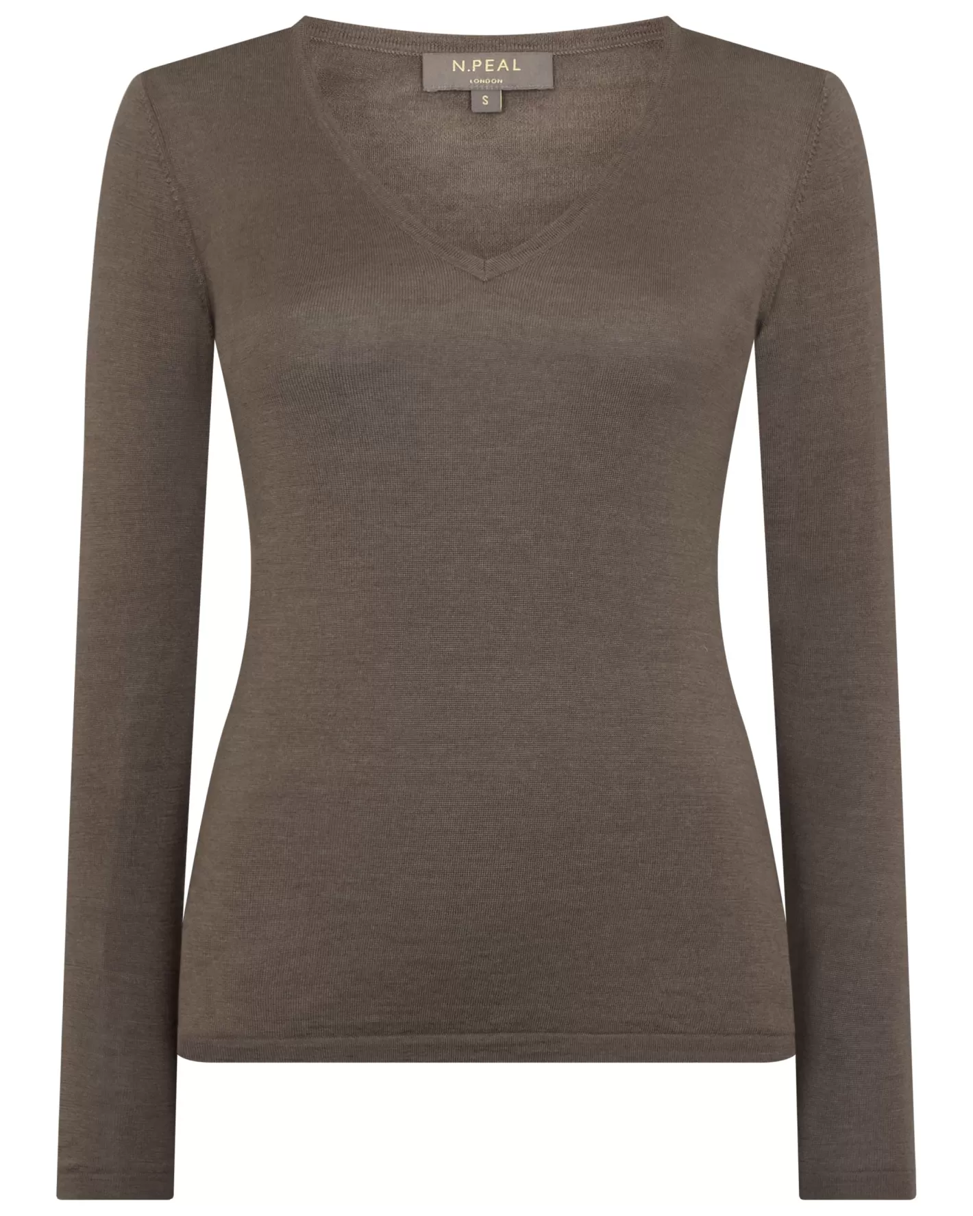 N.Peal Women's Imogen Superfine Cashmere V Neck Sweater*Women Natural | Brown