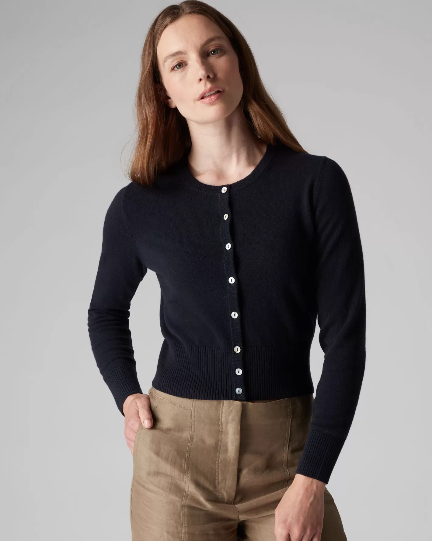 N.Peal Women's Ivy Cropped Cashmere Cardigan*Women Navy | Blue