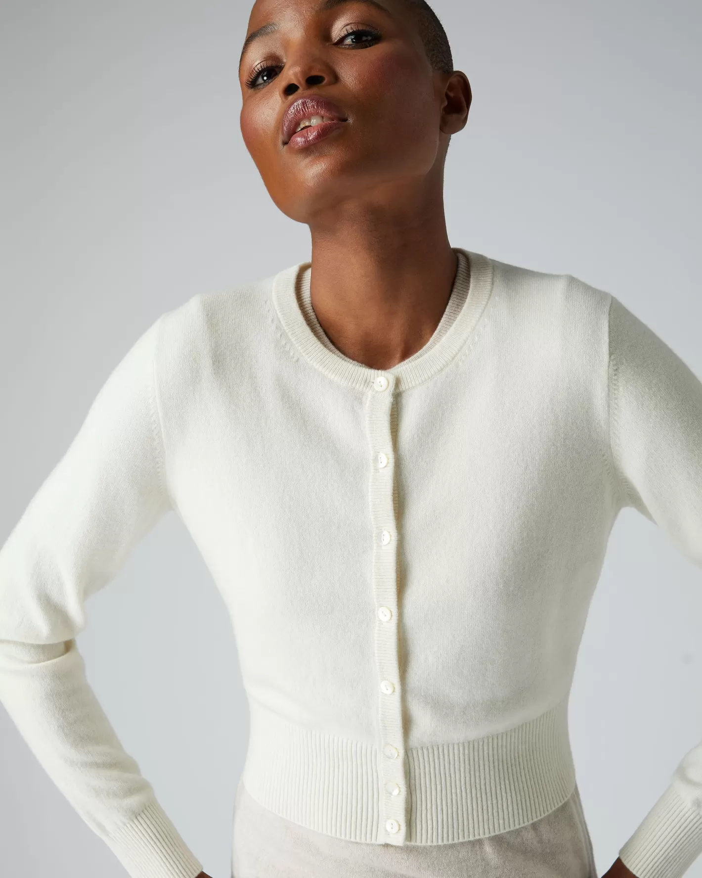 N.Peal Women's Ivy Cropped Cashmere Cardigan*Women White | Natural