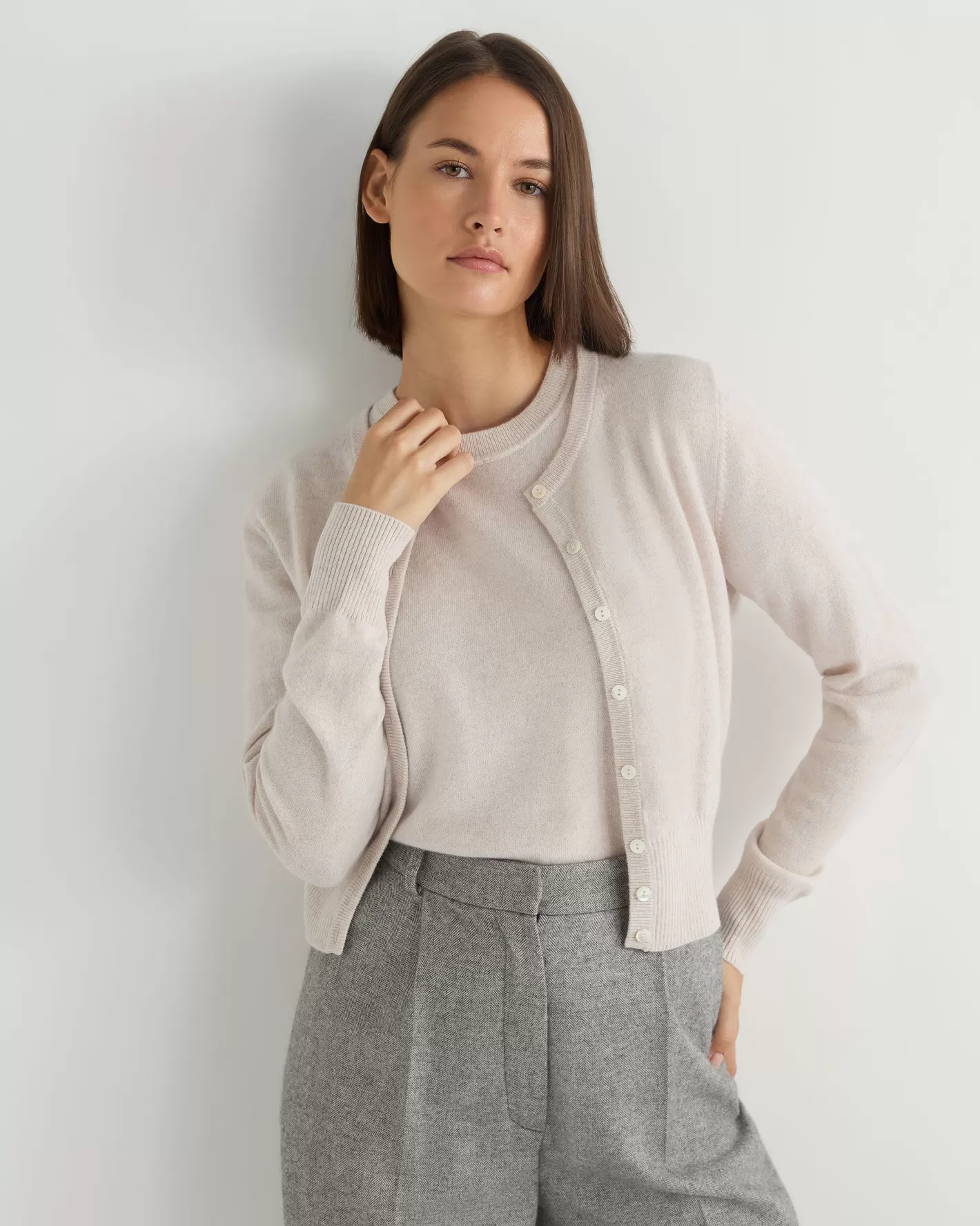 N.Peal Women's Ivy Cropped Cashmere Cardigan*Women White | Natural