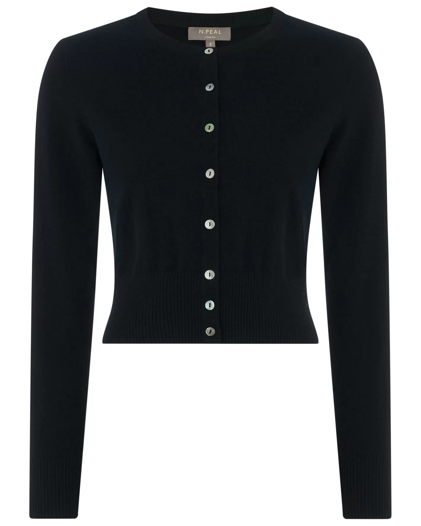 N.Peal Women's Ivy Cropped Cashmere Cardigan*Women Black | Classic Cashmere