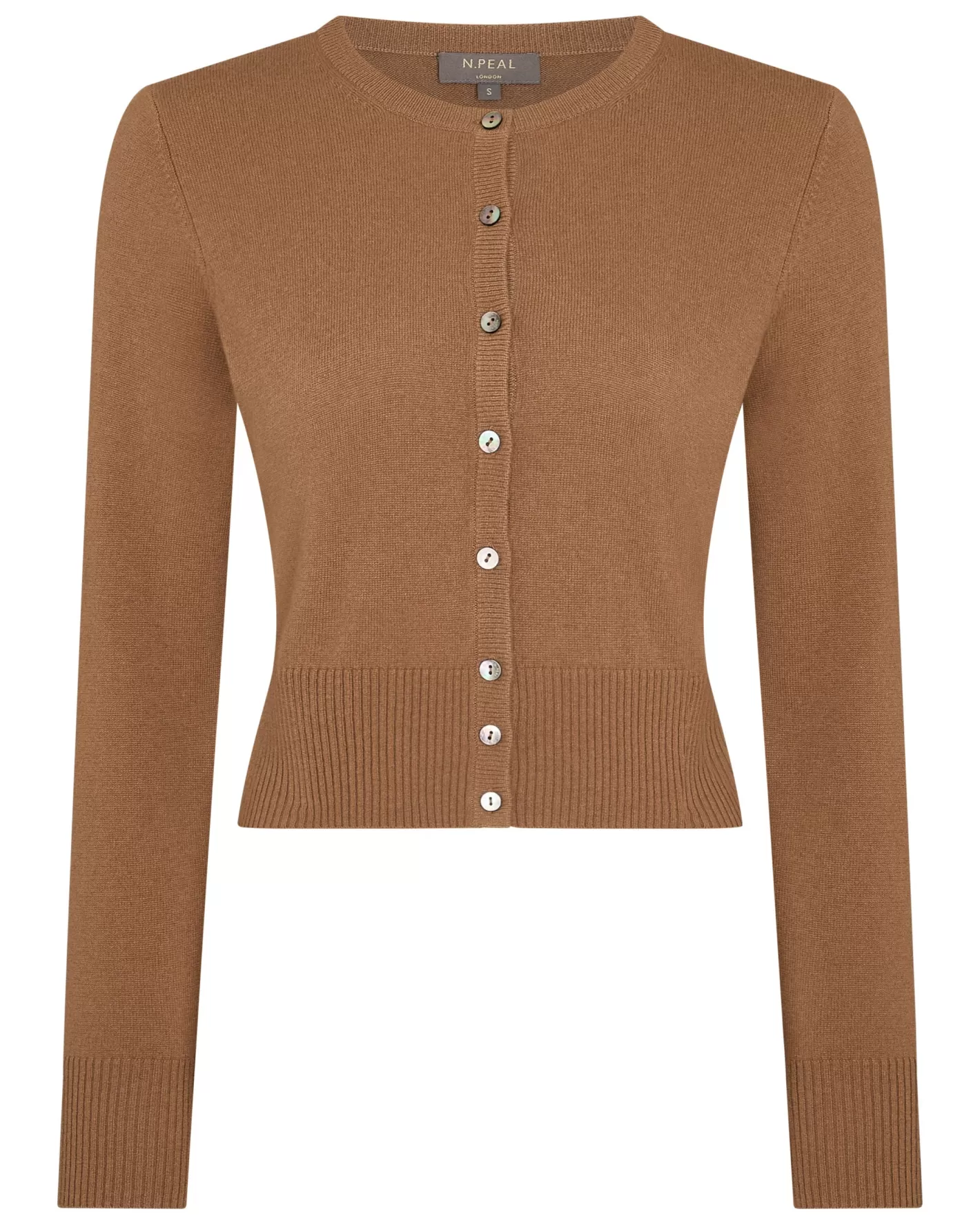 N.Peal Women's Ivy Cropped Cashmere Cardigan*Women Brown | Classic Cashmere