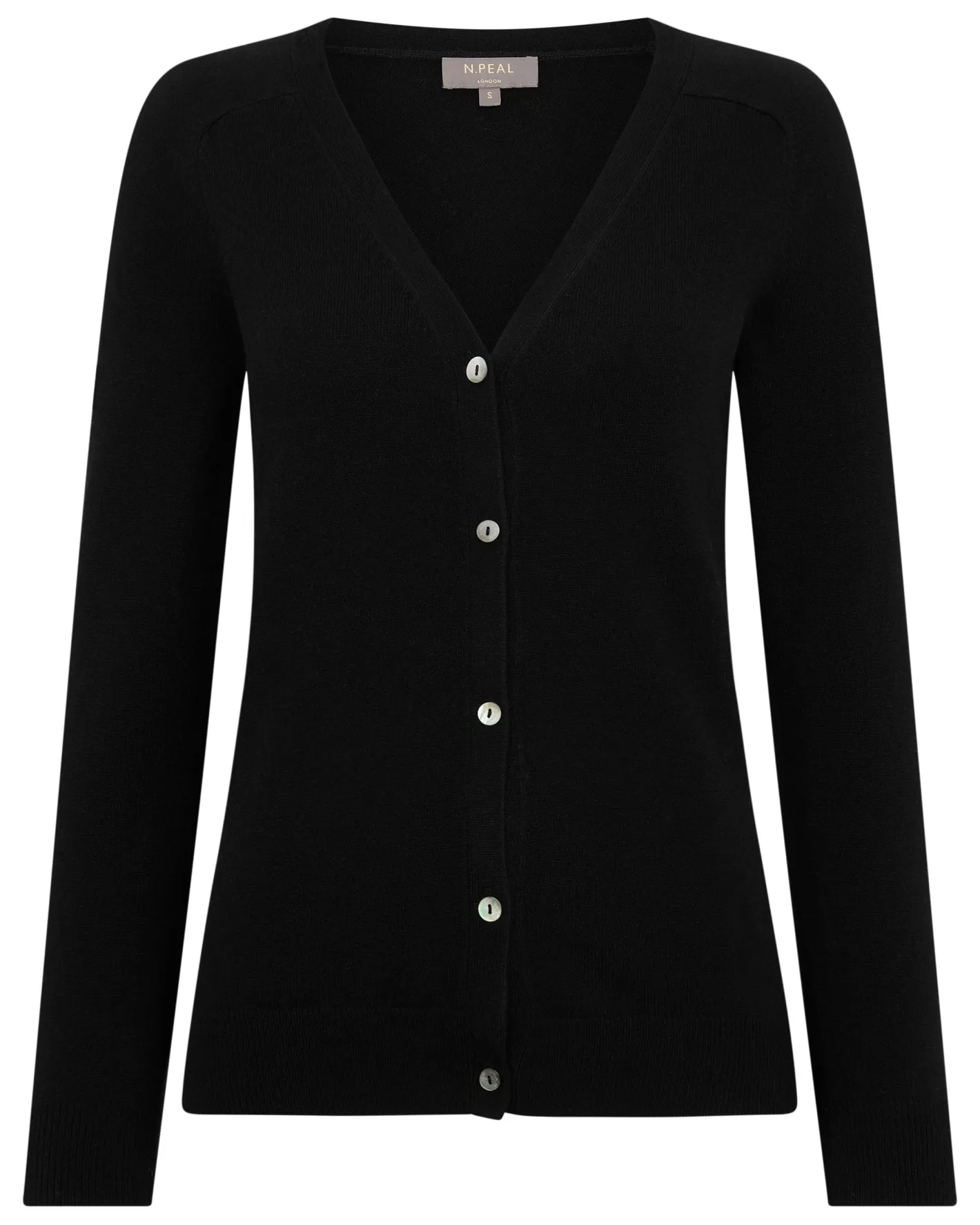 N.Peal Women's Lara V Neck Cashmere Cardigan*Women Black | Classic Cashmere