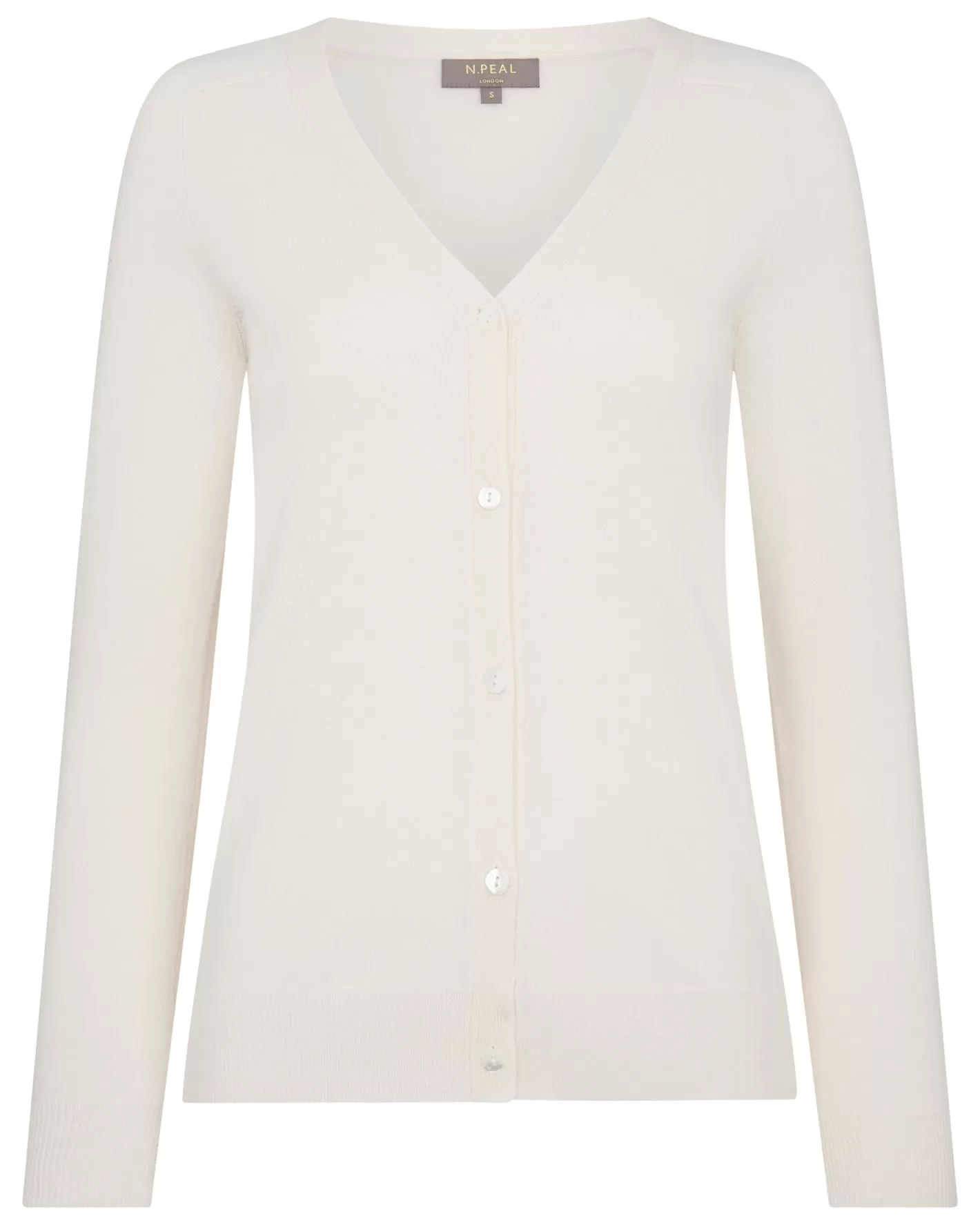 N.Peal Women's Lara V Neck Cashmere Cardigan*Women White | Natural