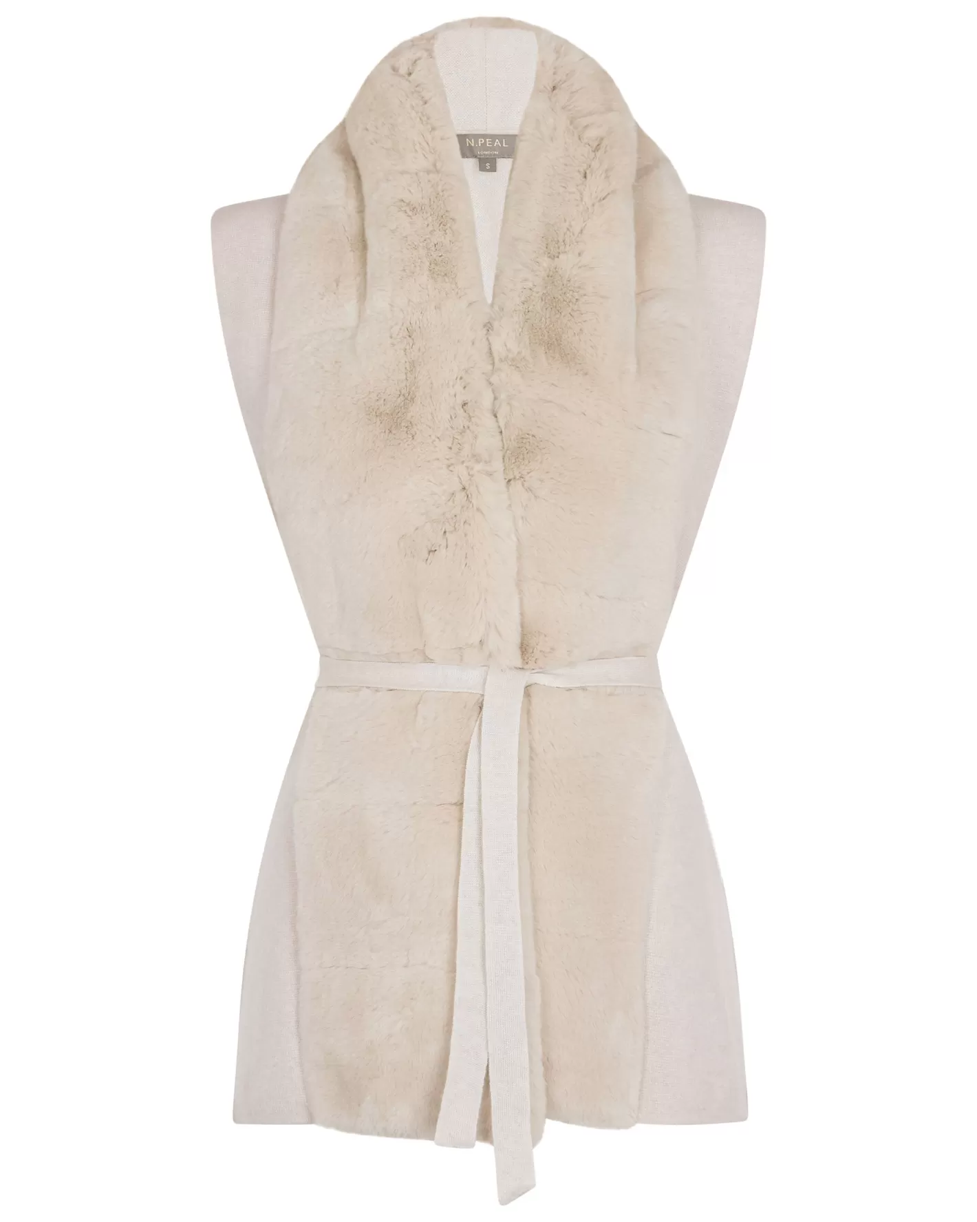 N.Peal Women's Lola Fur Placket Cashmere Gilet*Women White | Natural