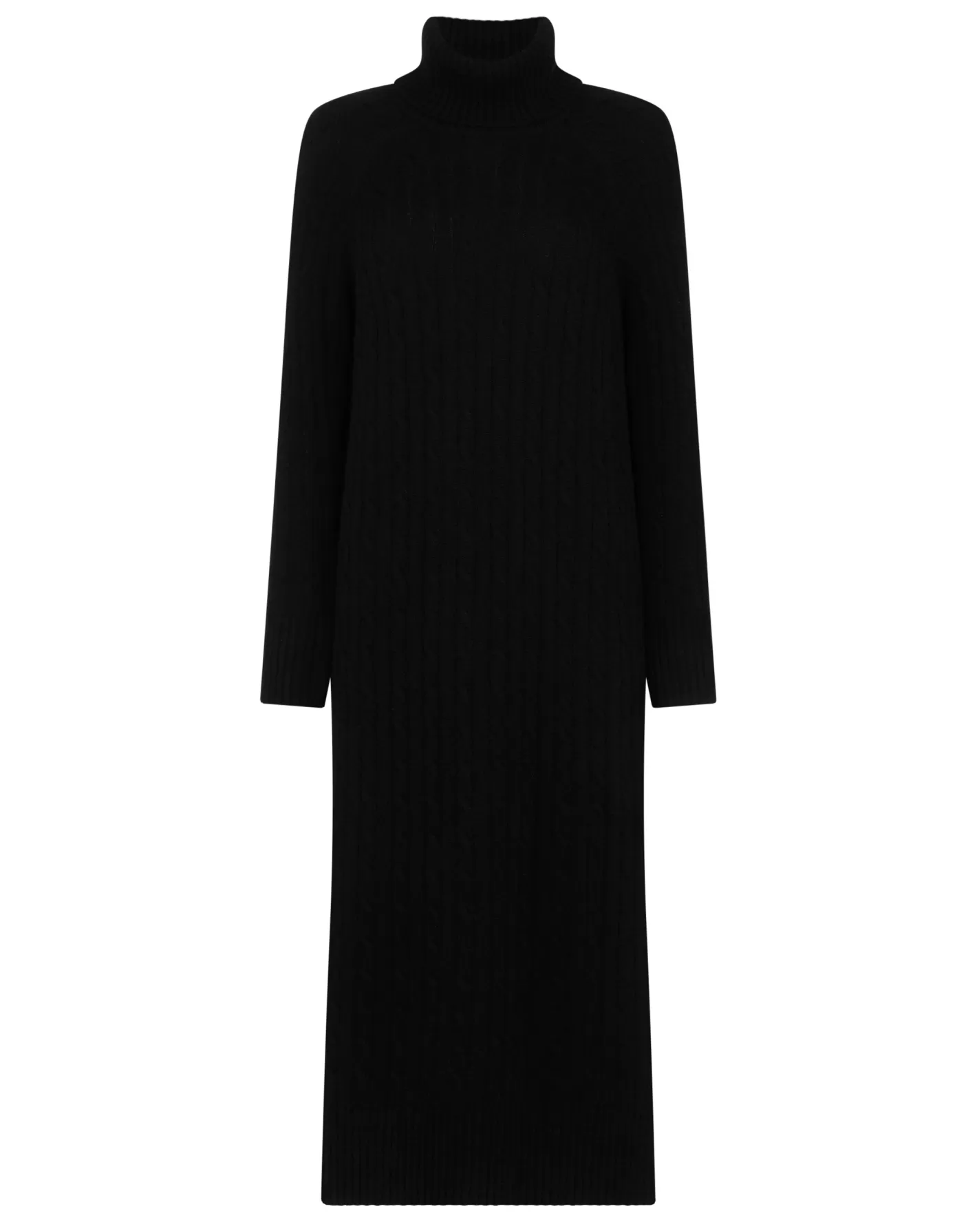 N.Peal Women's Longline Cable Cashmere Dress*Women Black | Textured Knits