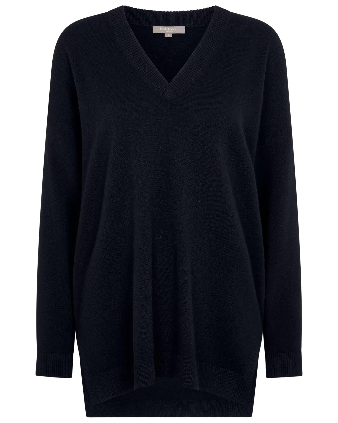 N.Peal Women's Longline V Neck Cashmere Sweater*Women Navy | Blue