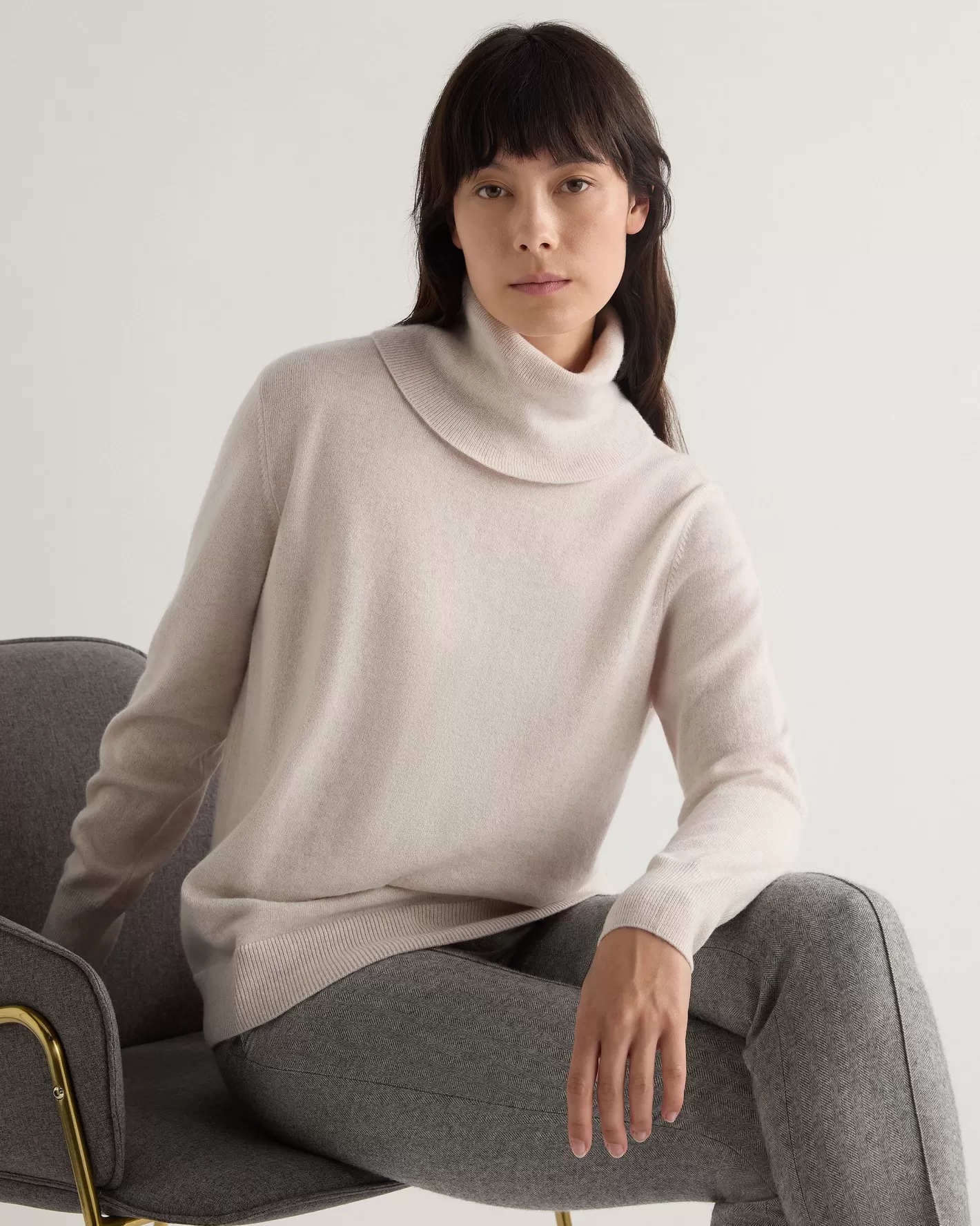 N.Peal Women's Loose Turtle Neck Cashmere Sweater*Women White | Natural