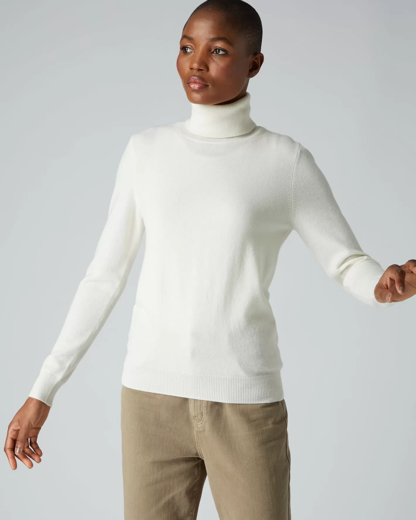 N.Peal Women's Luna Turtle Neck Cashmere Sweater*Women White | Natural