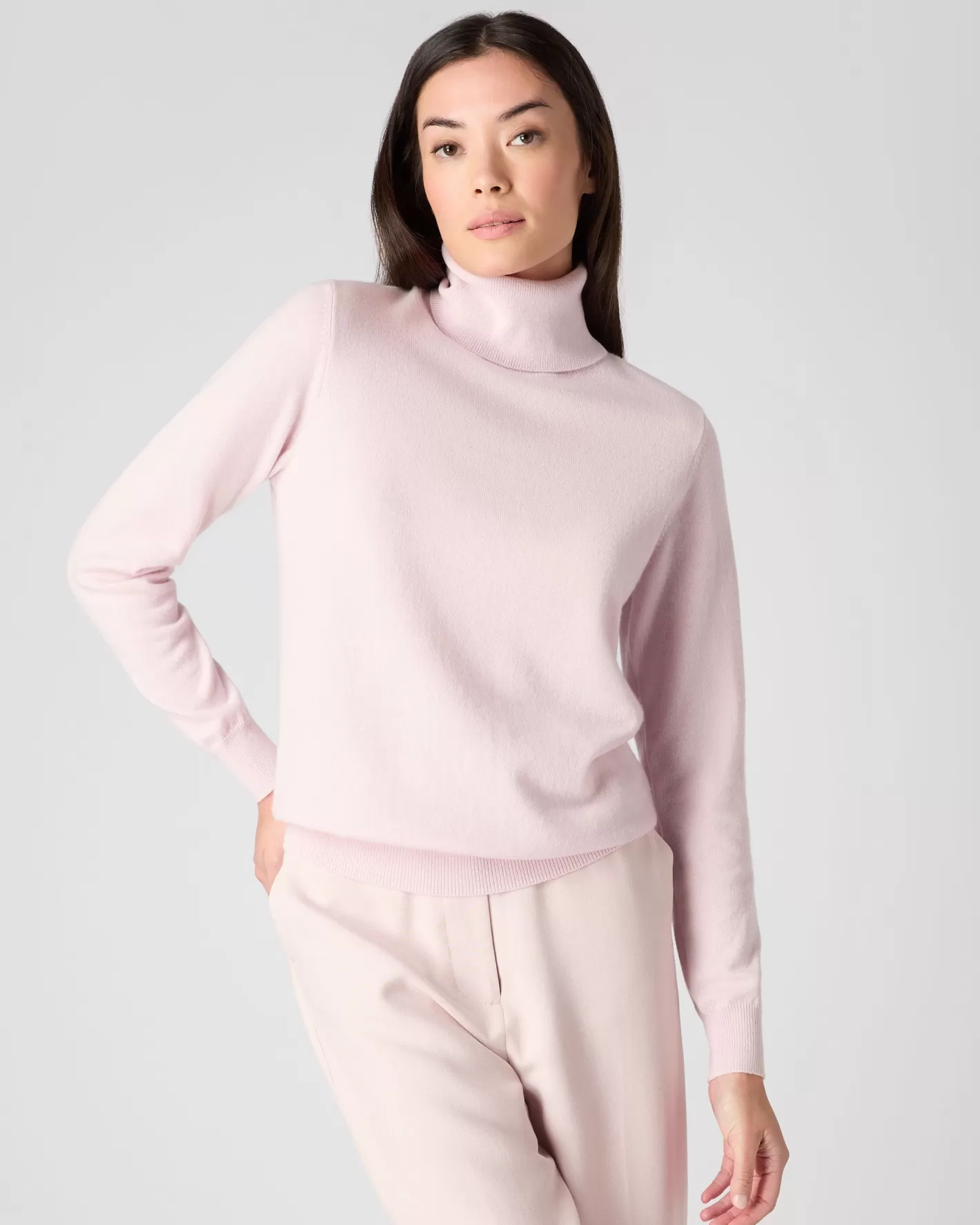 N.Peal Women's Luna Turtle Neck Cashmere Sweater*Women Pink | Classic Cashmere