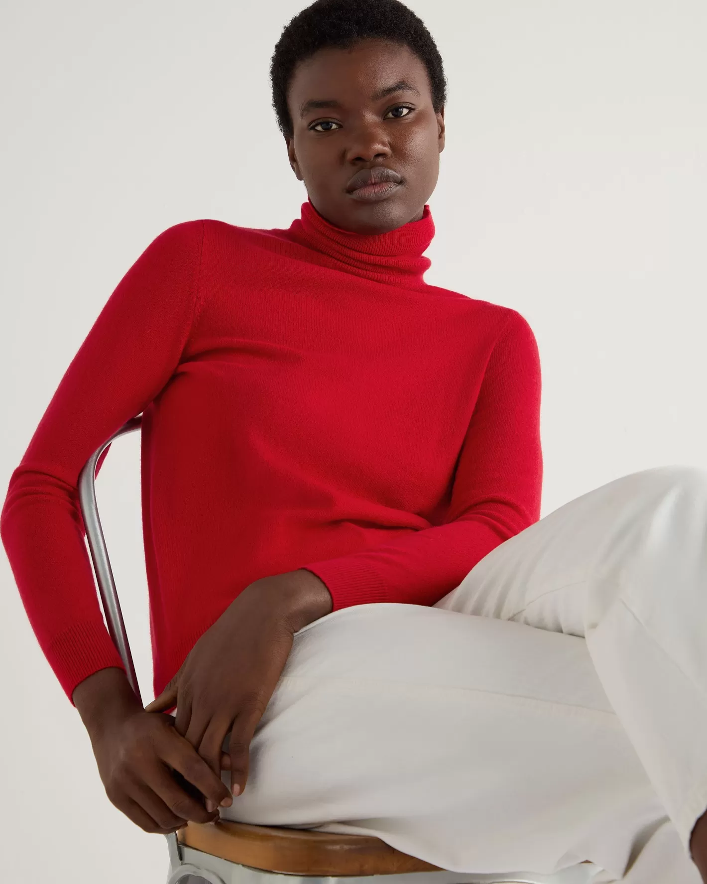 N.Peal Women's Luna Turtle Neck Cashmere Sweater*Women Red | Classic Cashmere