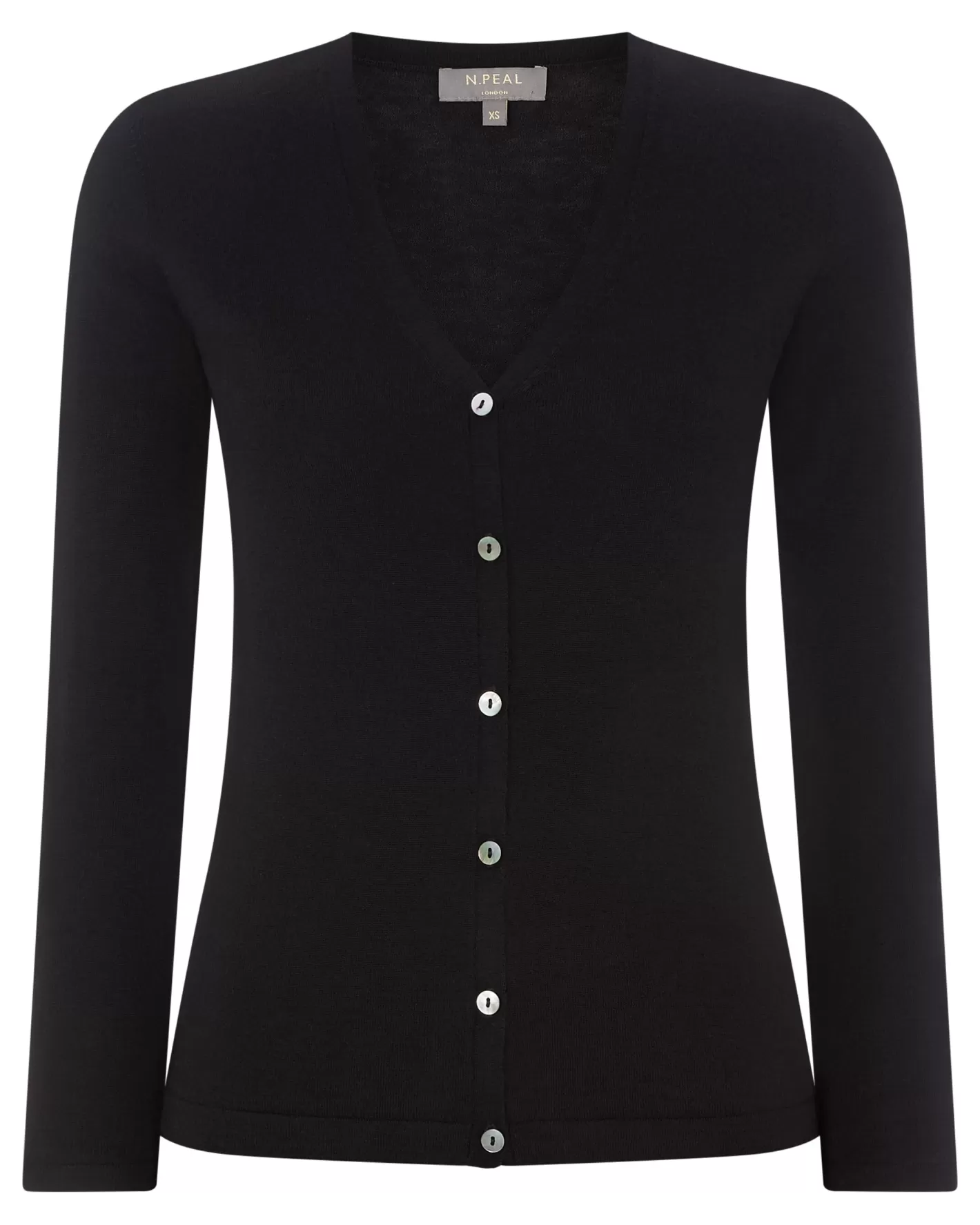 N.Peal Women's Mia Superfine Cashmere V Neck Cardigan*Women Black | Superfine Cashmere