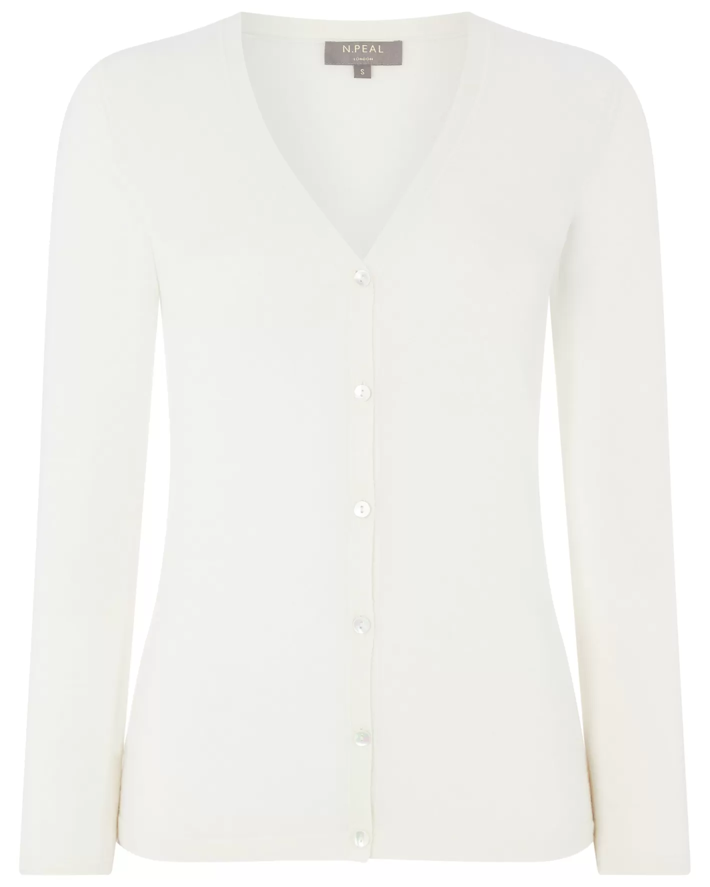 N.Peal Women's Mia Superfine Cashmere V Neck Cardigan*Women White | Natural