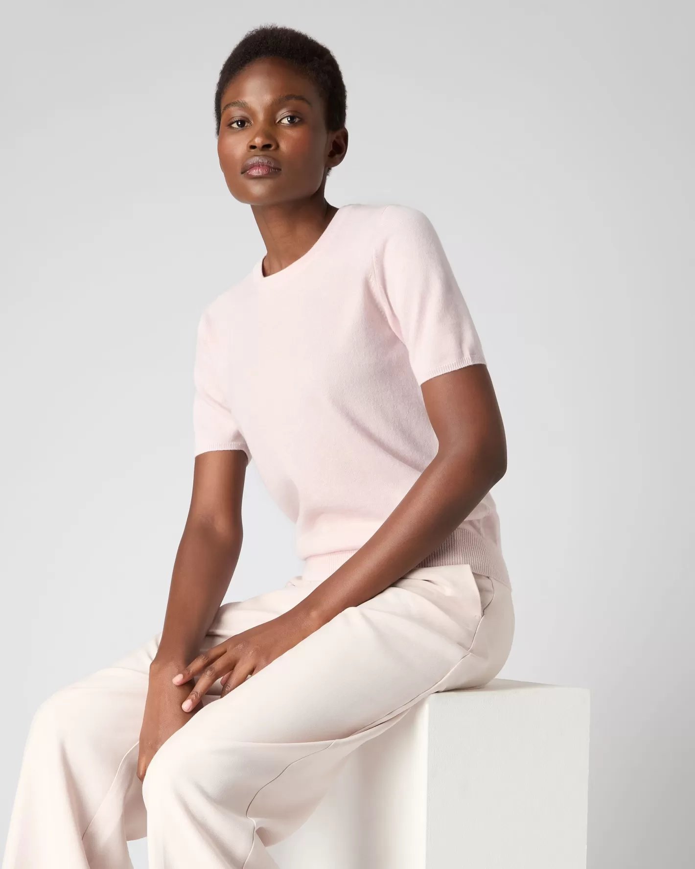 N.Peal Women's Milly Classic Cashmere T-Shirt*Women Pink | Classic Cashmere