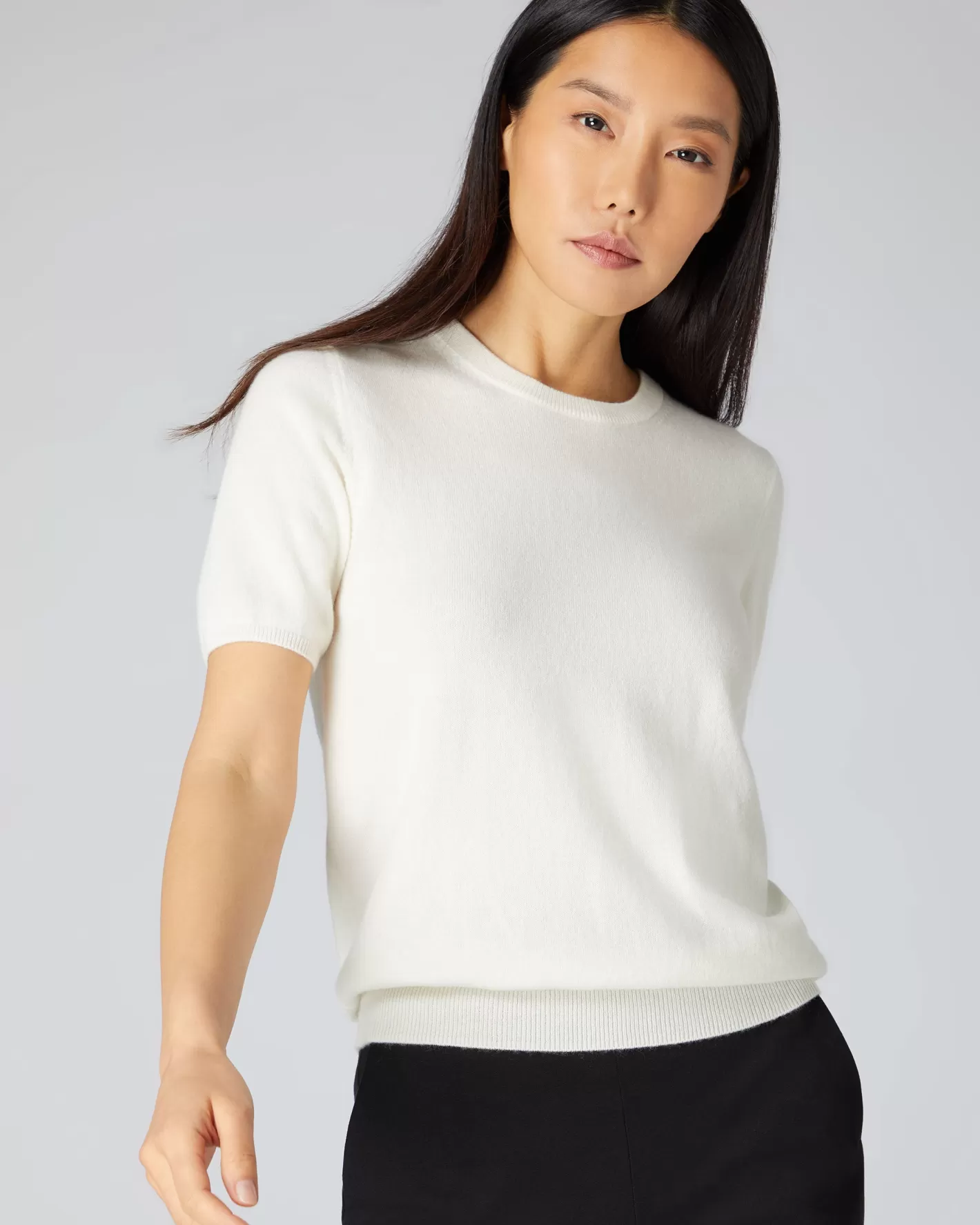 N.Peal Women's Milly Classic Cashmere T-Shirt*Women White | Natural