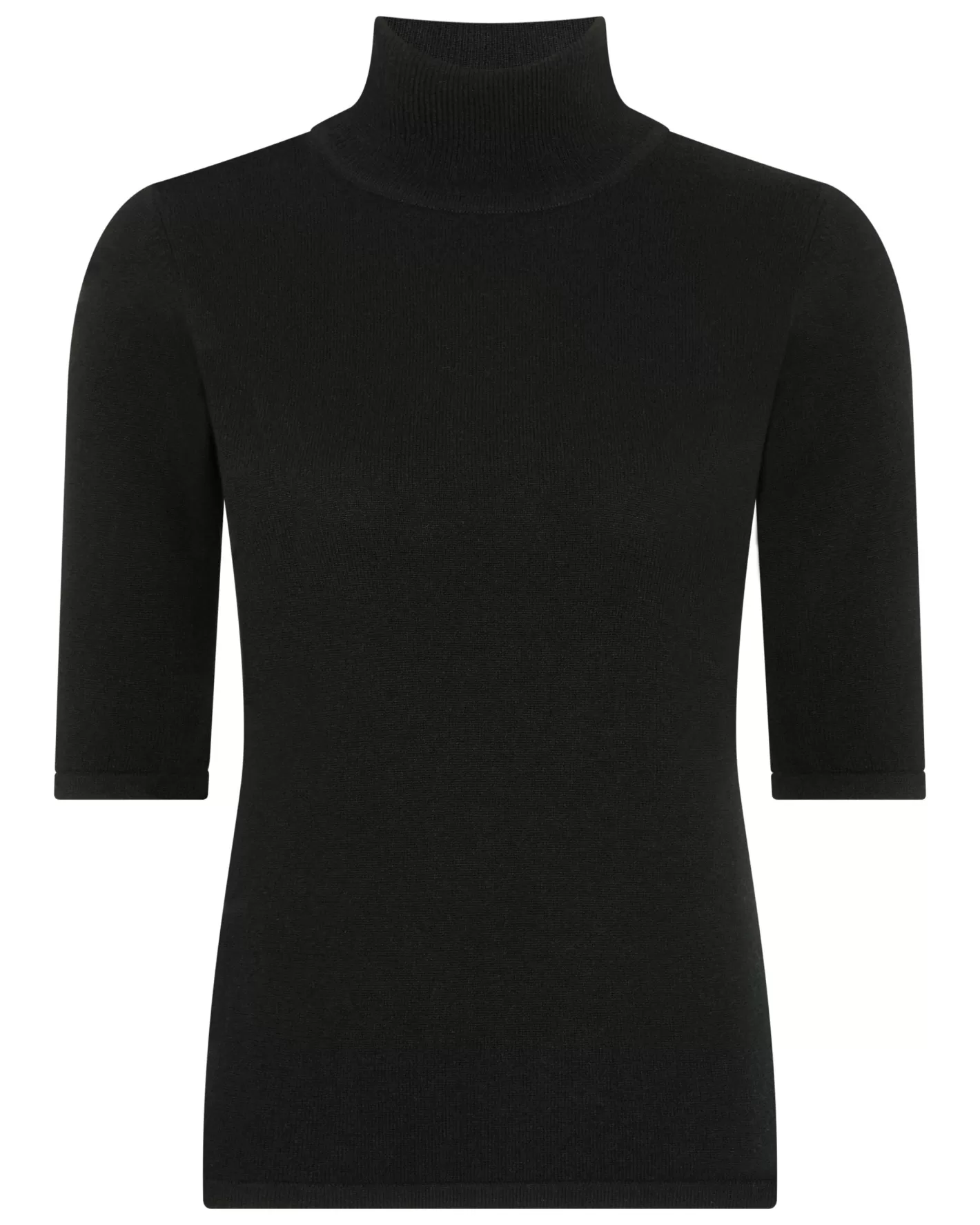 N.Peal Women's Mock Neck Cashmere T-Shirt*Women Black | Classic Cashmere