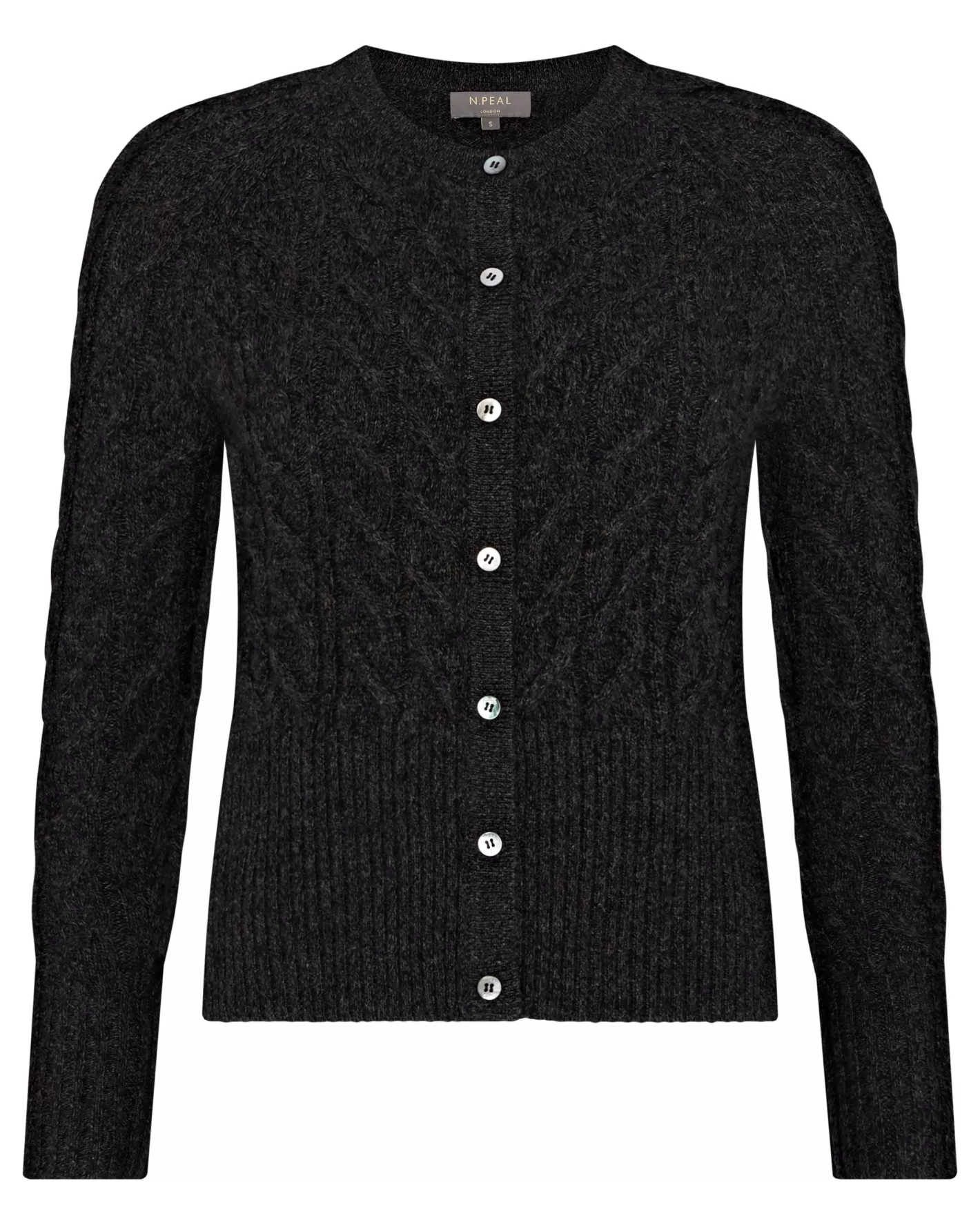 N.Peal Women's Myla Cable Cashmere Cardigan*Women Dark Grey | Textured Knits