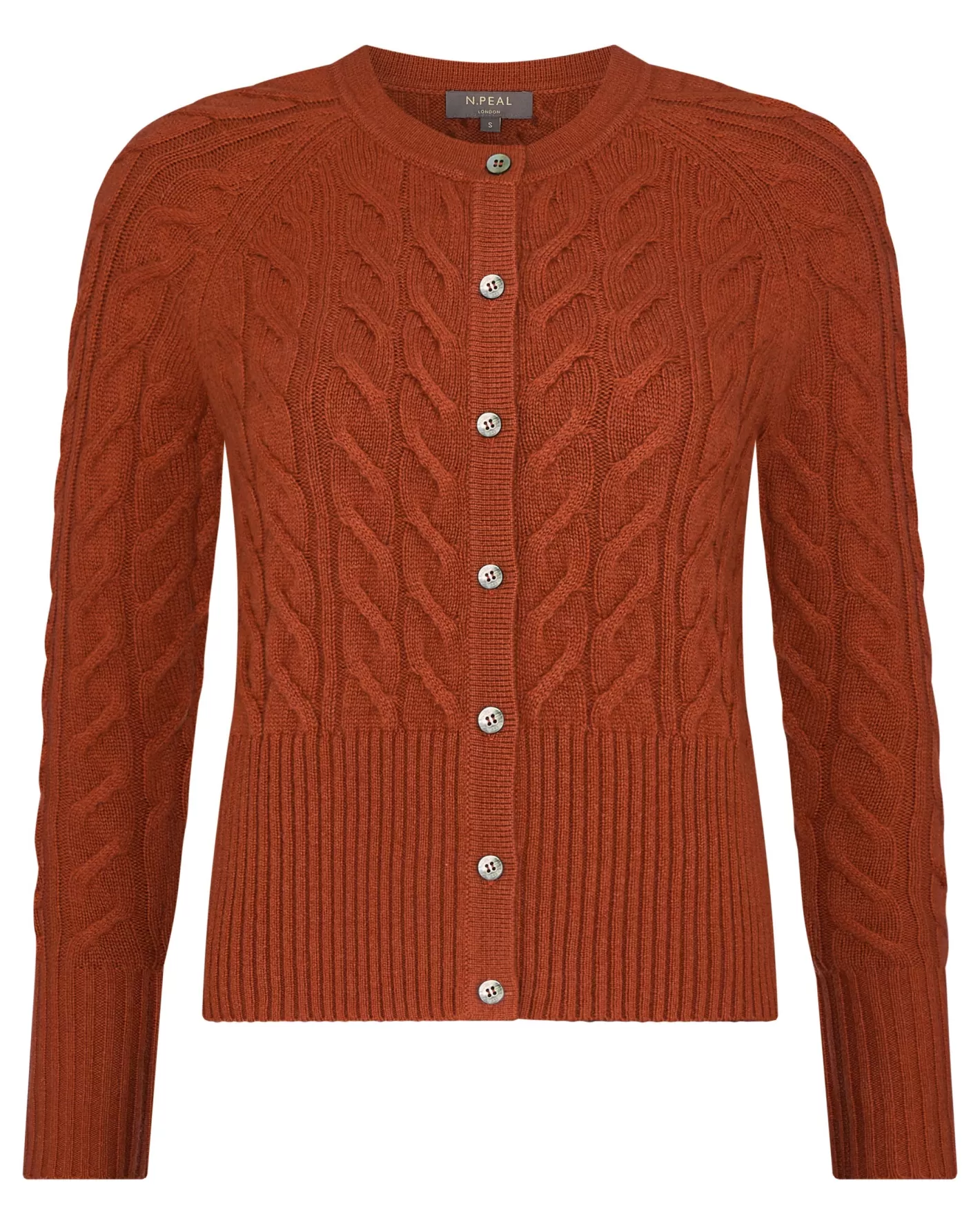 N.Peal Women's Myla Cable Cashmere Cardigan*Women Orange | Textured Knits