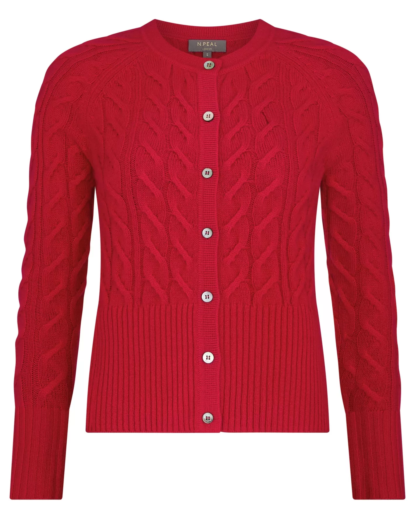 N.Peal Women's Myla Cable Cashmere Cardigan*Women Red | Textured Knits