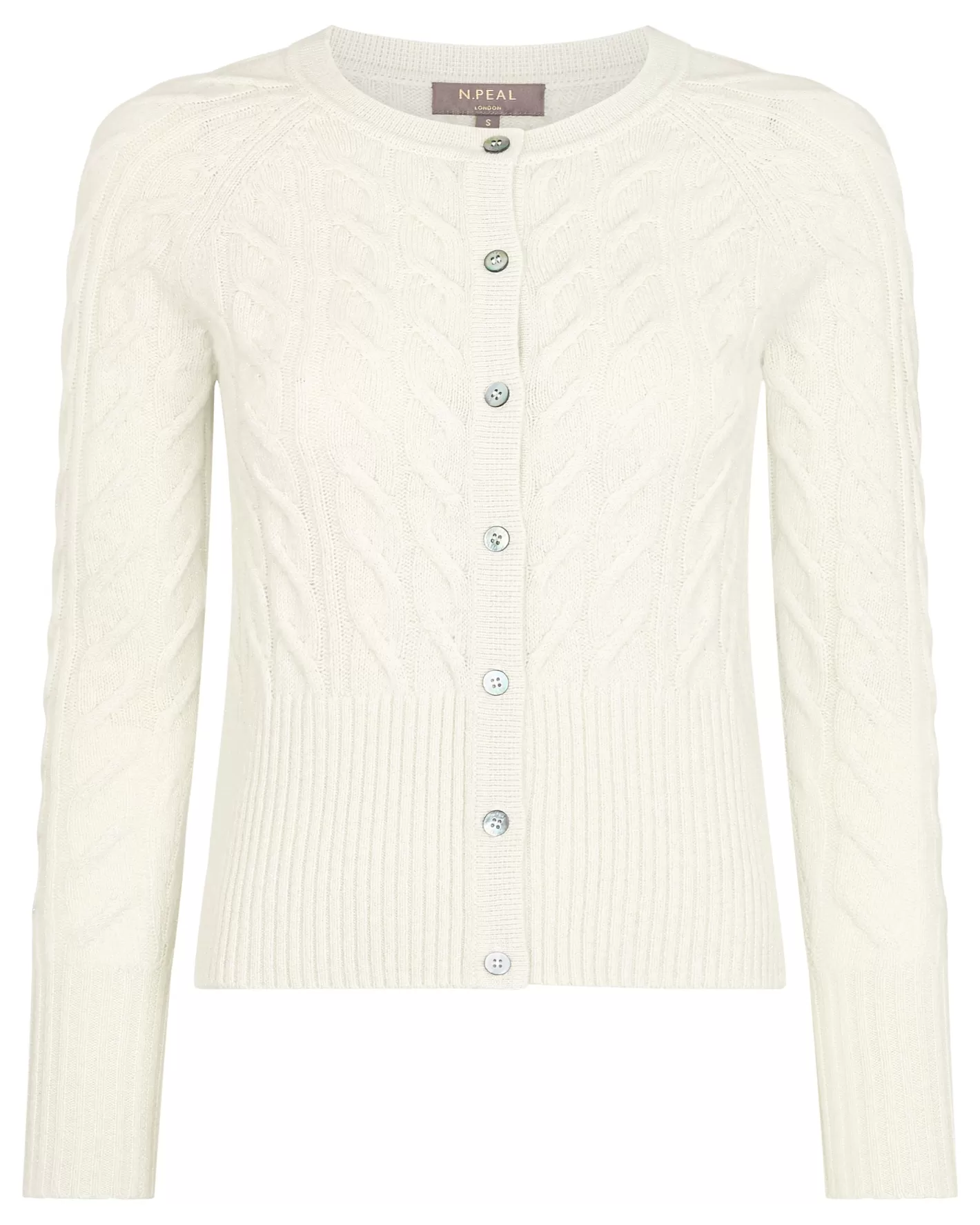 N.Peal Women's Myla Cable Cashmere Cardigan With Lurex*Women Natural | Textured Knits