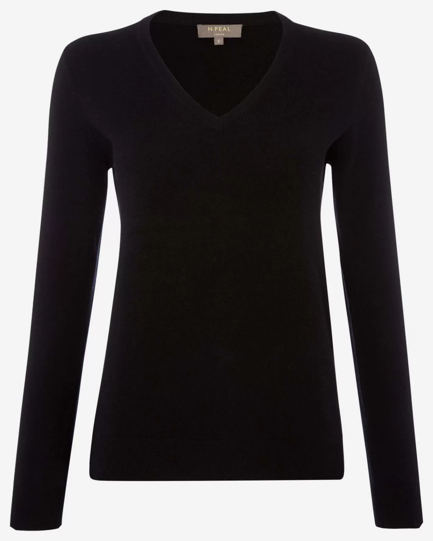 N.Peal Women's Phoebe V Neck Cashmere Sweater*Women Black | Classic Cashmere