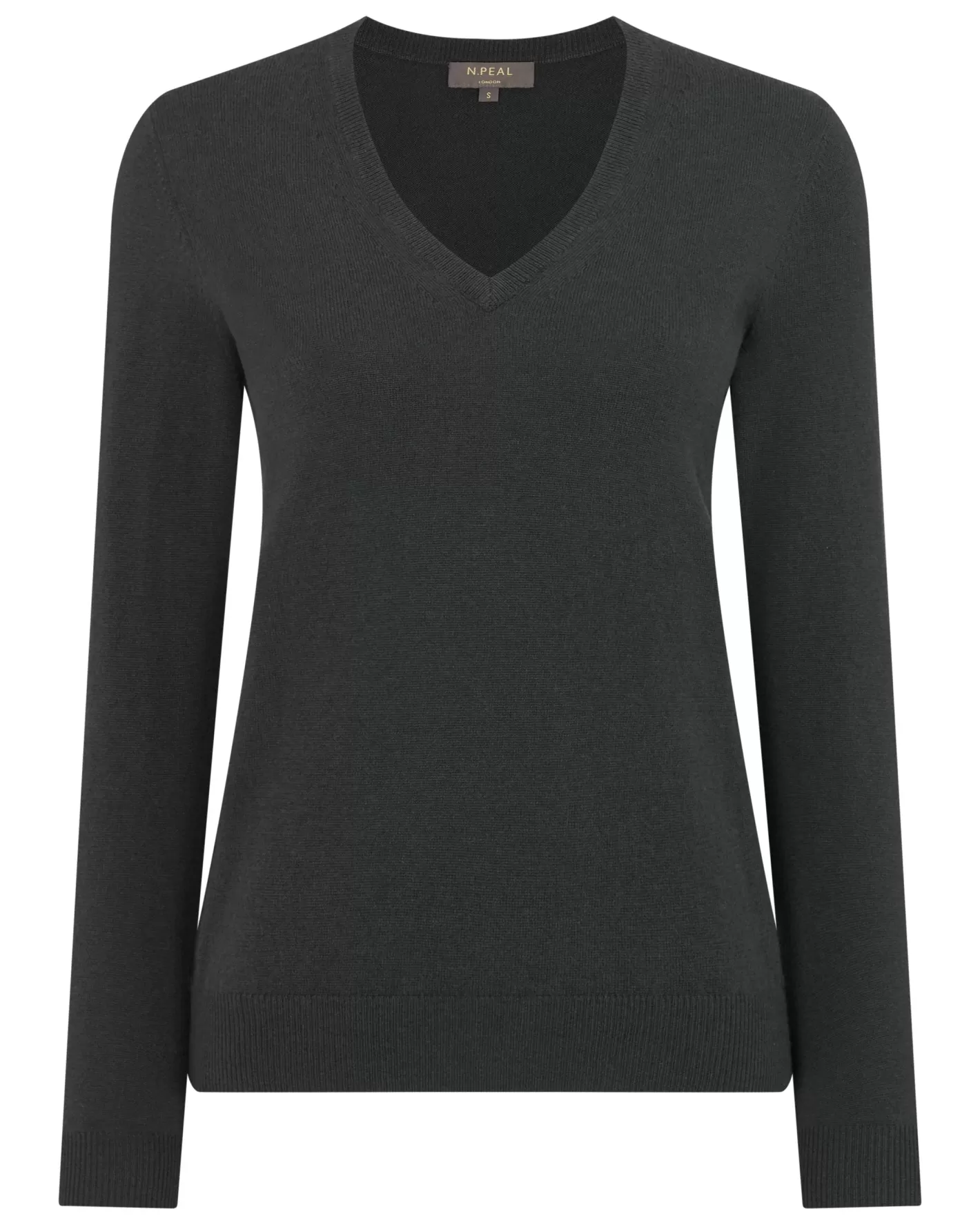 N.Peal Women's Phoebe V Neck Cashmere Sweater*Women Dark Grey | Classic Cashmere