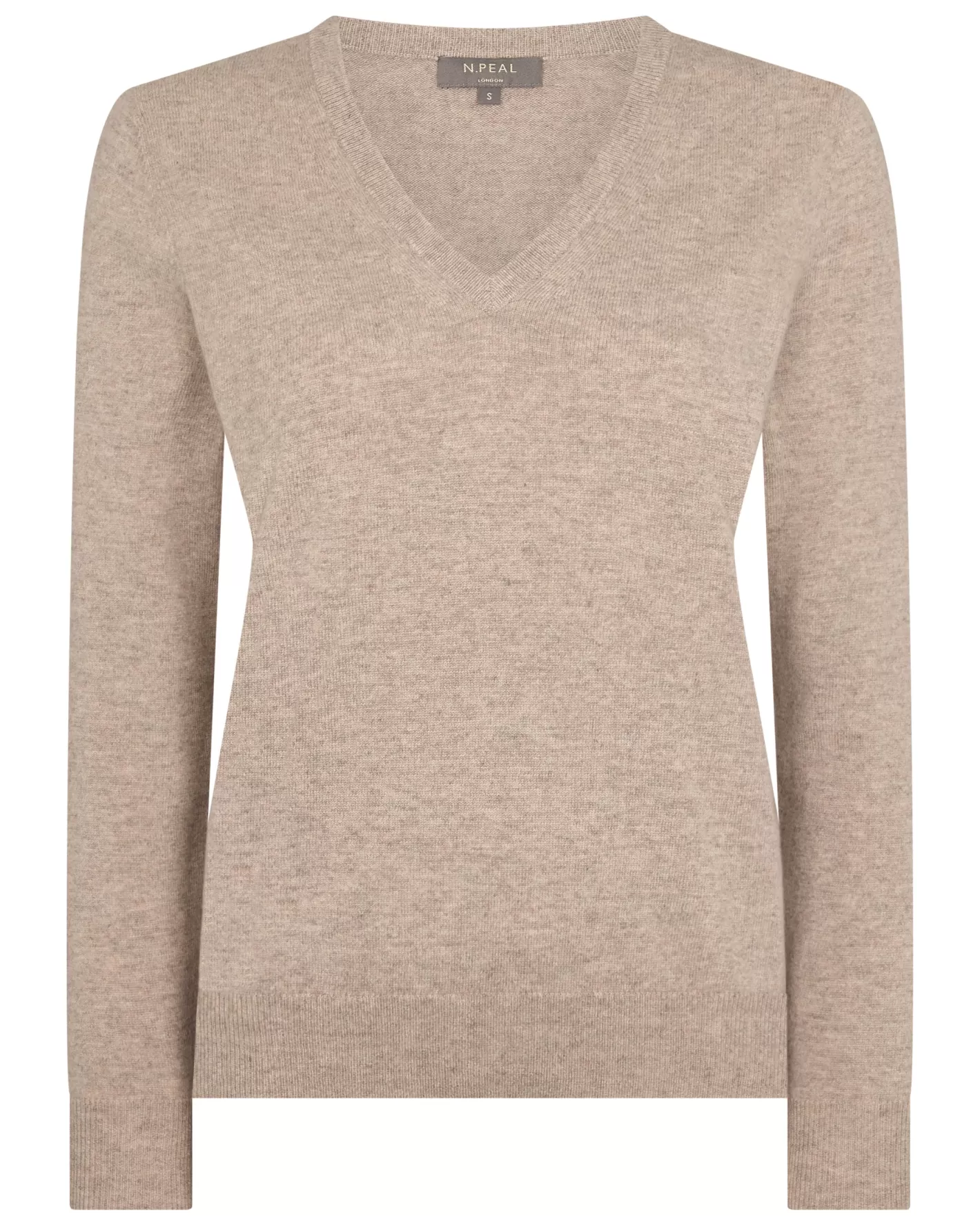 N.Peal Women's Phoebe V Neck Cashmere Sweater*Women Natural | Brown