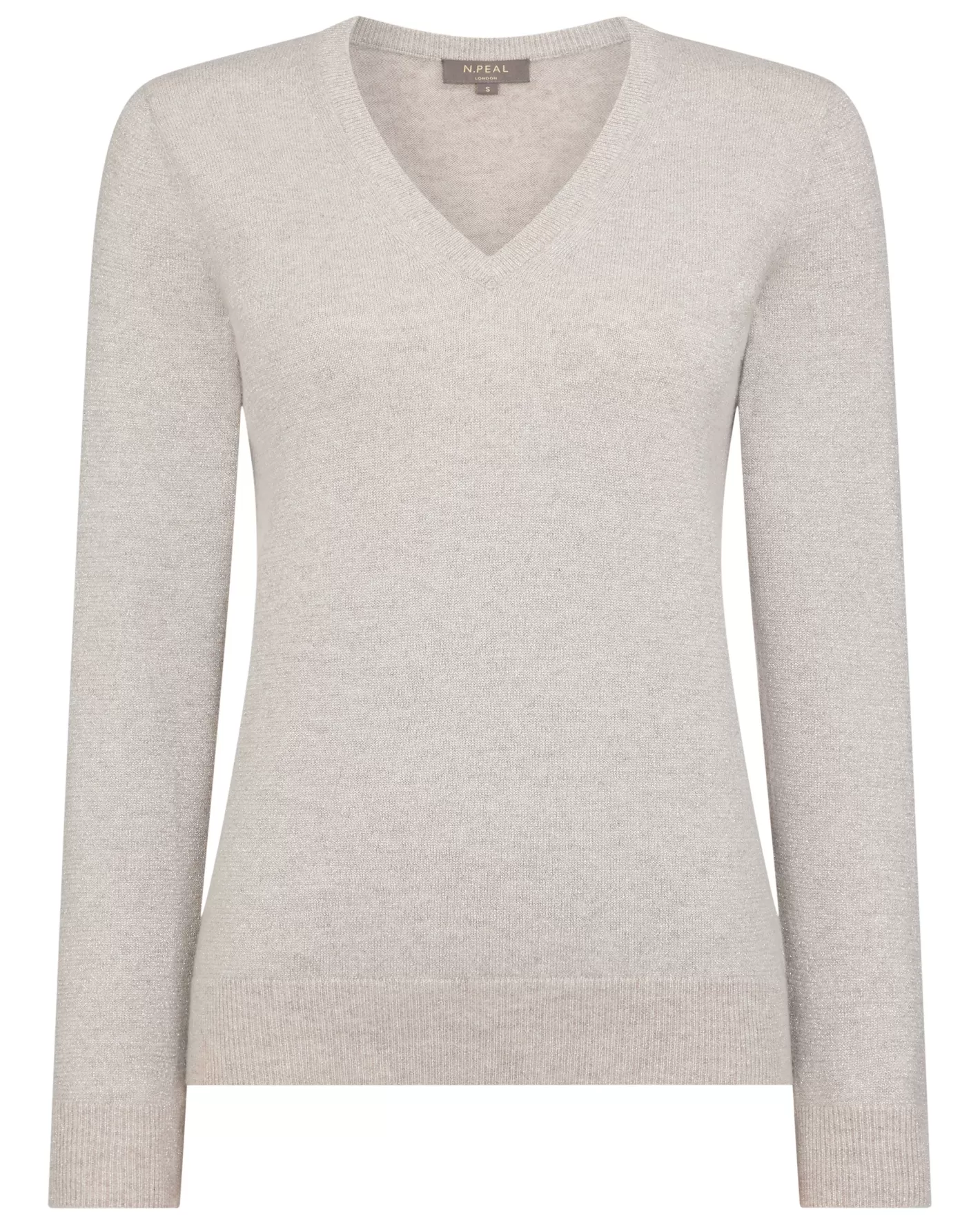 N.Peal Women's Phoebe V Neck Cashmere Sweater With Lurex*Women Natural | Brown