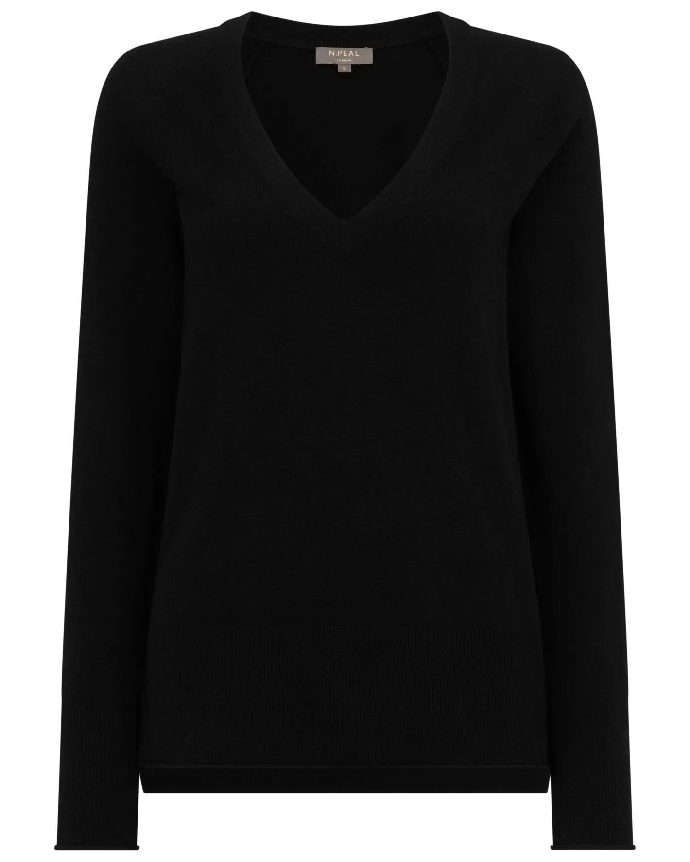 N.Peal Women's Relaxed V Neck Cashmere Sweater*Women Black | Organic Cashmere