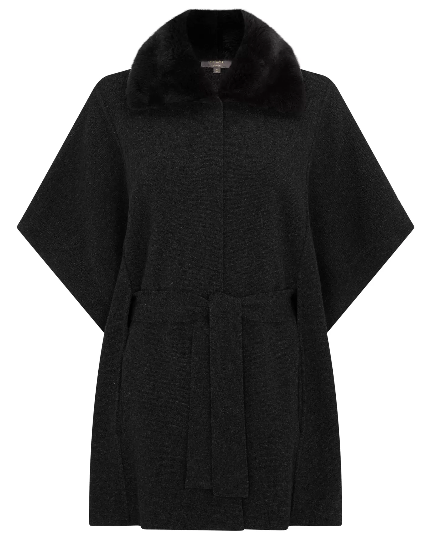 N.Peal Women's Rex Collar Belted Cashmere Coat*Women Dark Grey | Fur Trim Knitwear