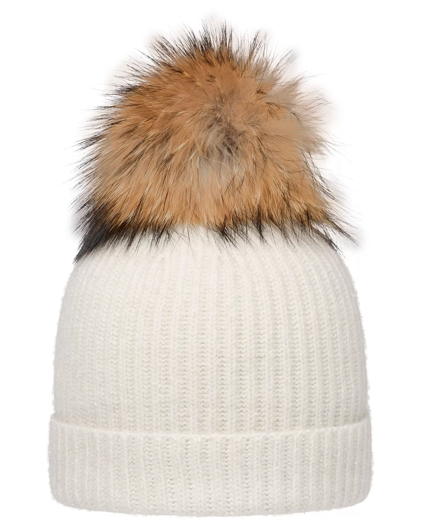 N.Peal Women's Ribbed Cashmere Hat With Lurex And Detachable Pom*Women Fur Poms | Fur Trim Accessories