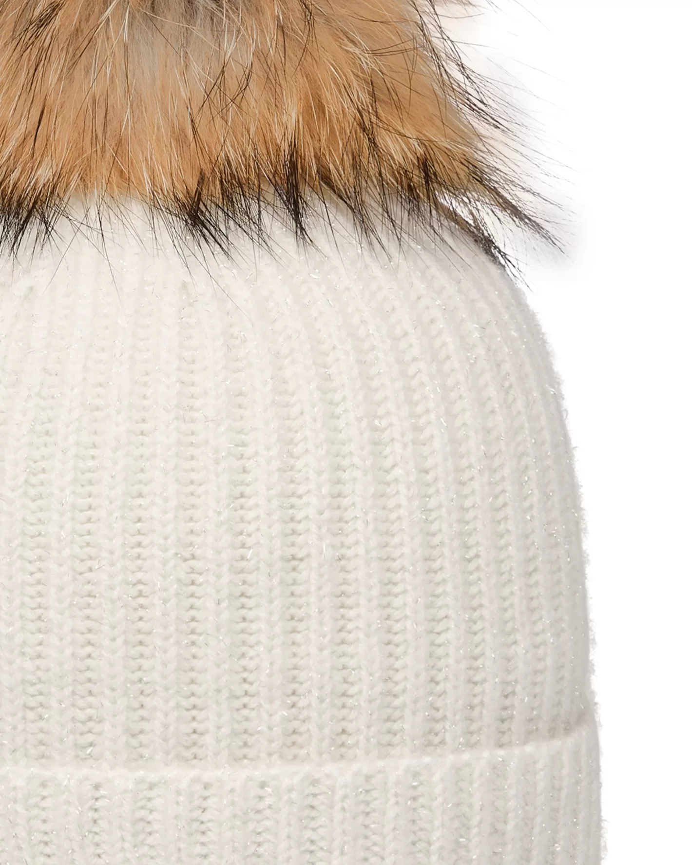 N.Peal Women's Ribbed Cashmere Hat With Lurex And Detachable Pom*Women Fur Poms | Fur Trim Accessories